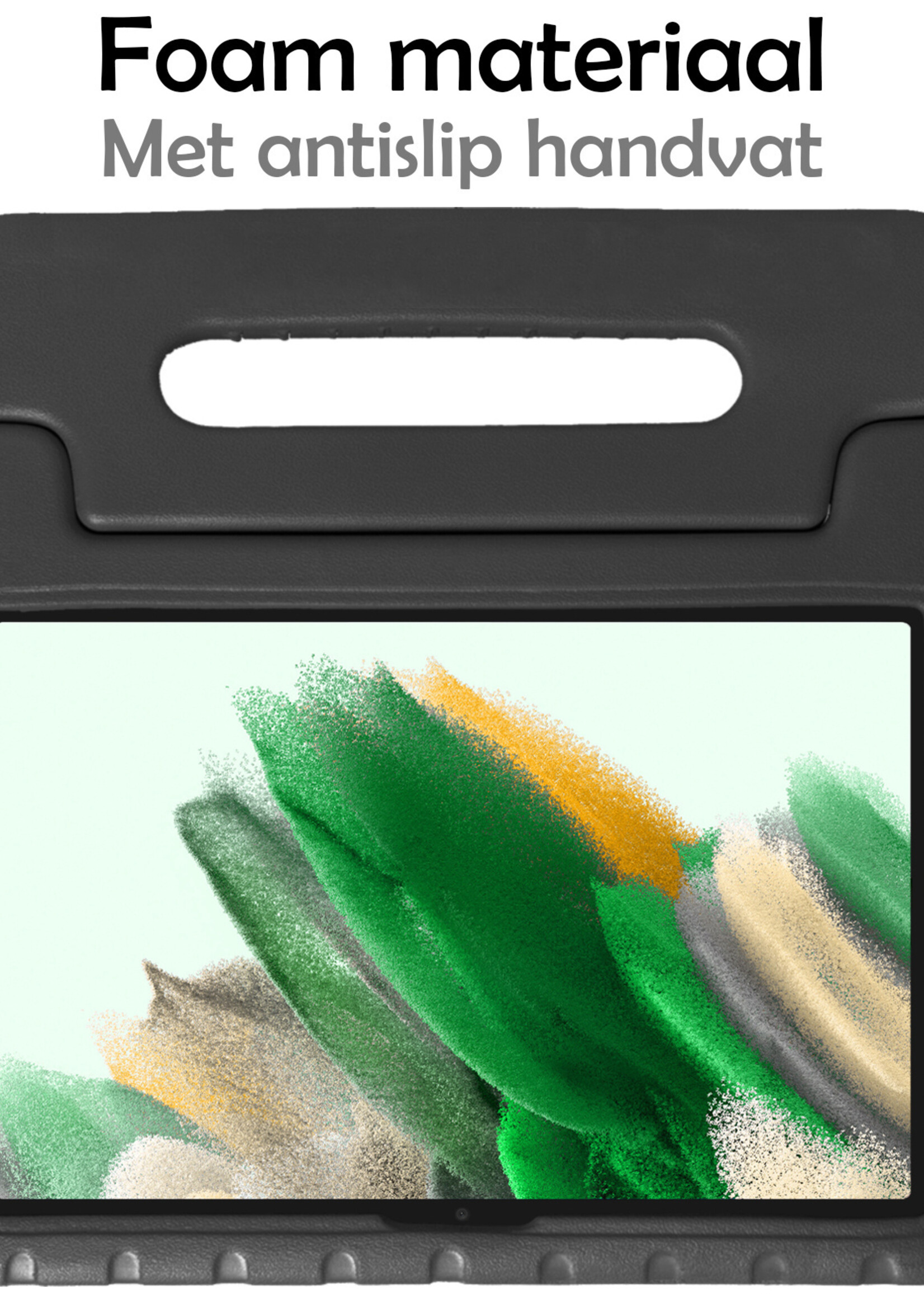 LUQ Hoes Geschikt voor Samsung Galaxy Tab A8 Hoes Kinder Hoesje Kids Case Kinderhoes Shockproof Met 2x Screenprotector - Hoesje Geschikt voor Samsung Tab A8 Hoesje Kidscase - Zwart