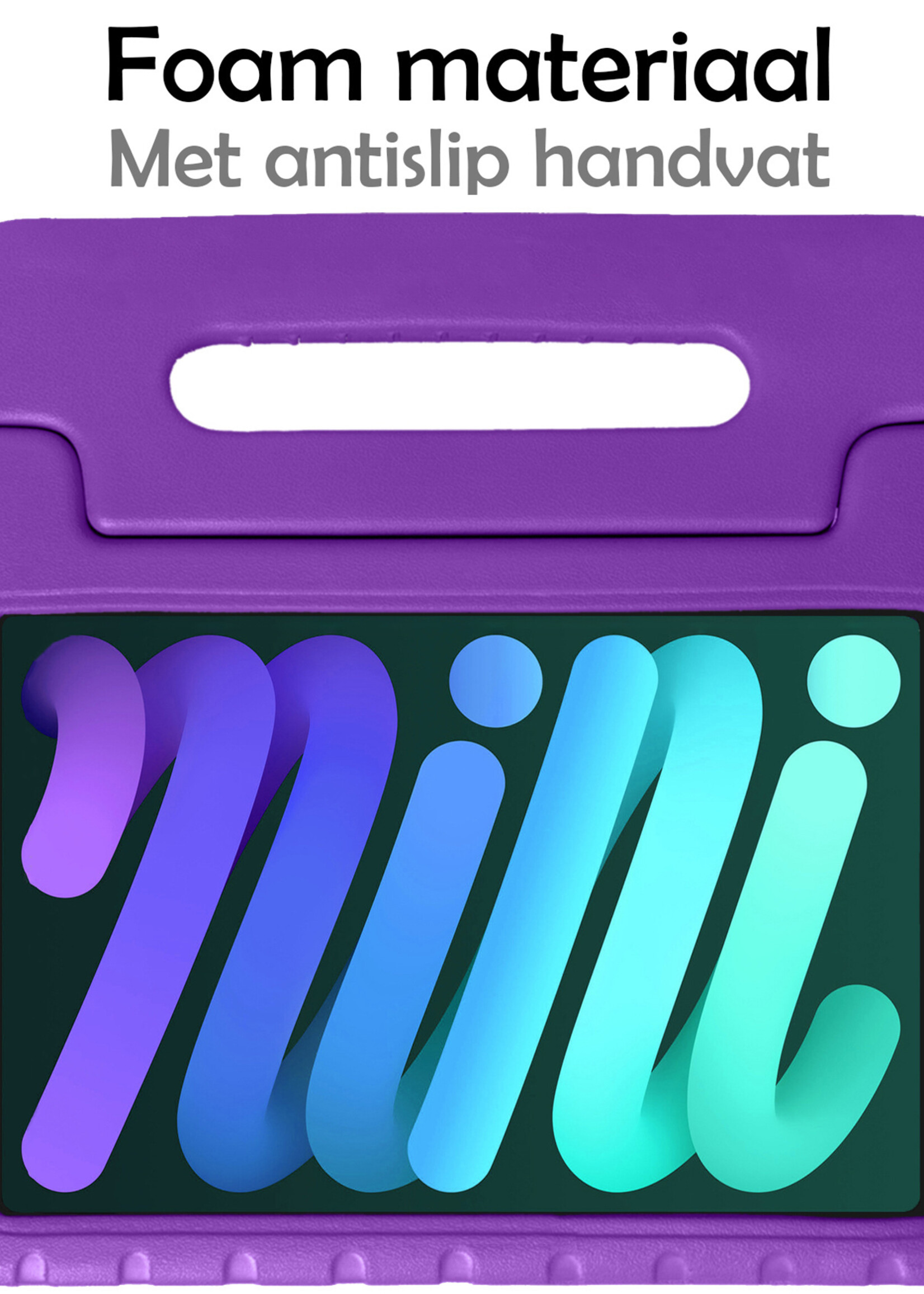 LUQ Hoes Geschikt voor iPad Mini 6 Hoes Kinder Hoesje Kids Case Kinderhoes Shockproof - Hoesje Geschikt voor iPad Mini 6 Hoesje Kidscase - Paars