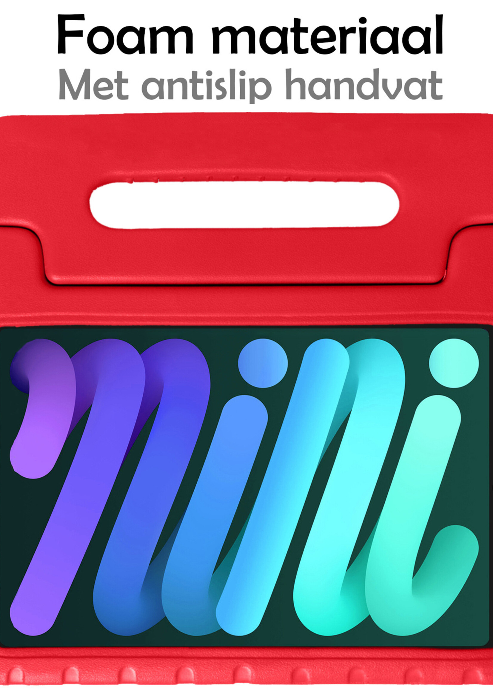 LUQ Hoes Geschikt voor iPad Mini 6 Hoes Kinder Hoesje Kids Case Kinderhoes Shockproof Met Screenprotector - Hoesje Geschikt voor iPad Mini 6 Hoesje Kidscase - Rood