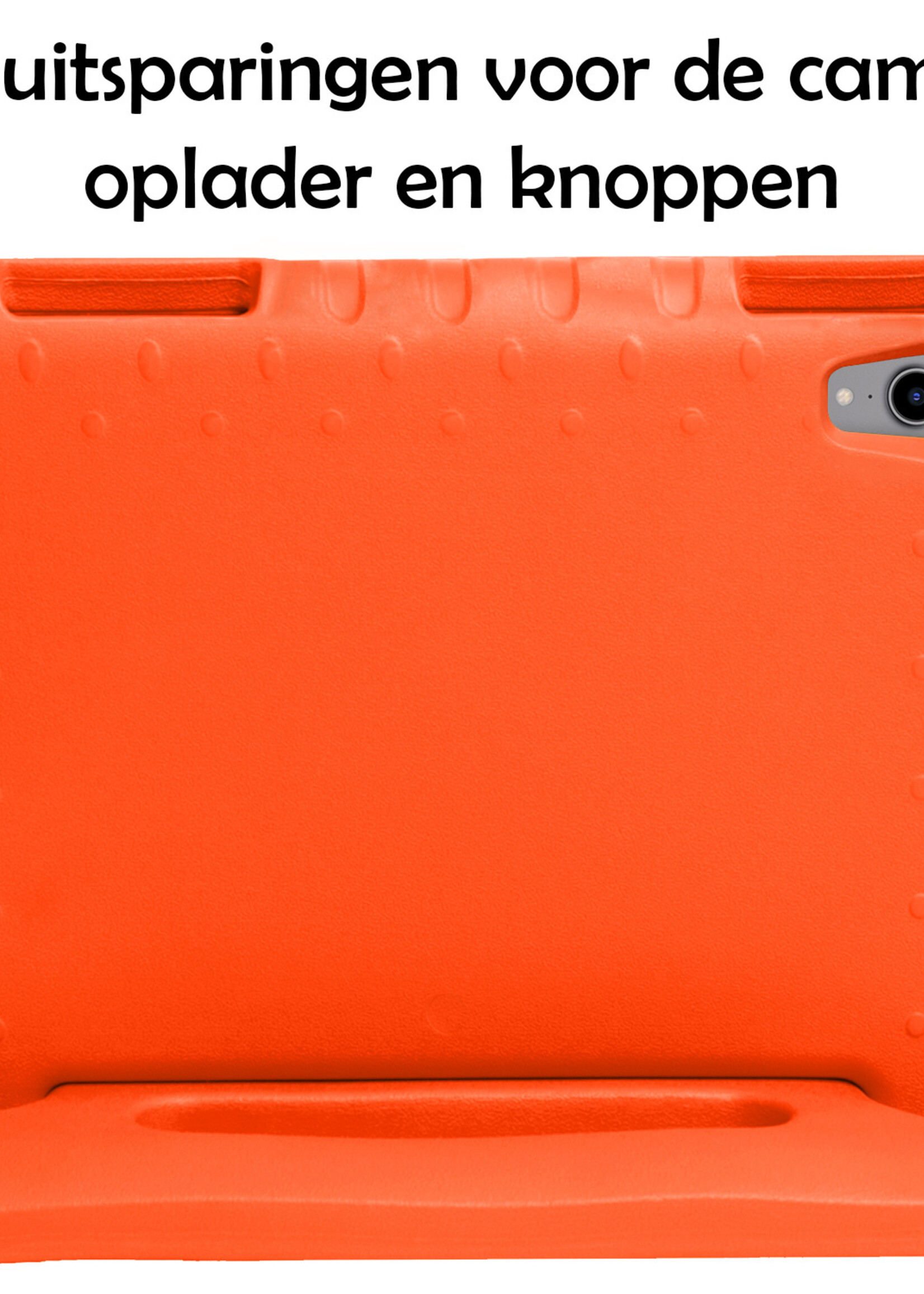 LUQ Hoes Geschikt voor iPad Mini 6 Hoes Kinder Hoesje Kids Case Kinderhoes Shockproof Met 2x Screenprotector - Hoesje Geschikt voor iPad Mini 6 Hoesje Kidscase - Oranje