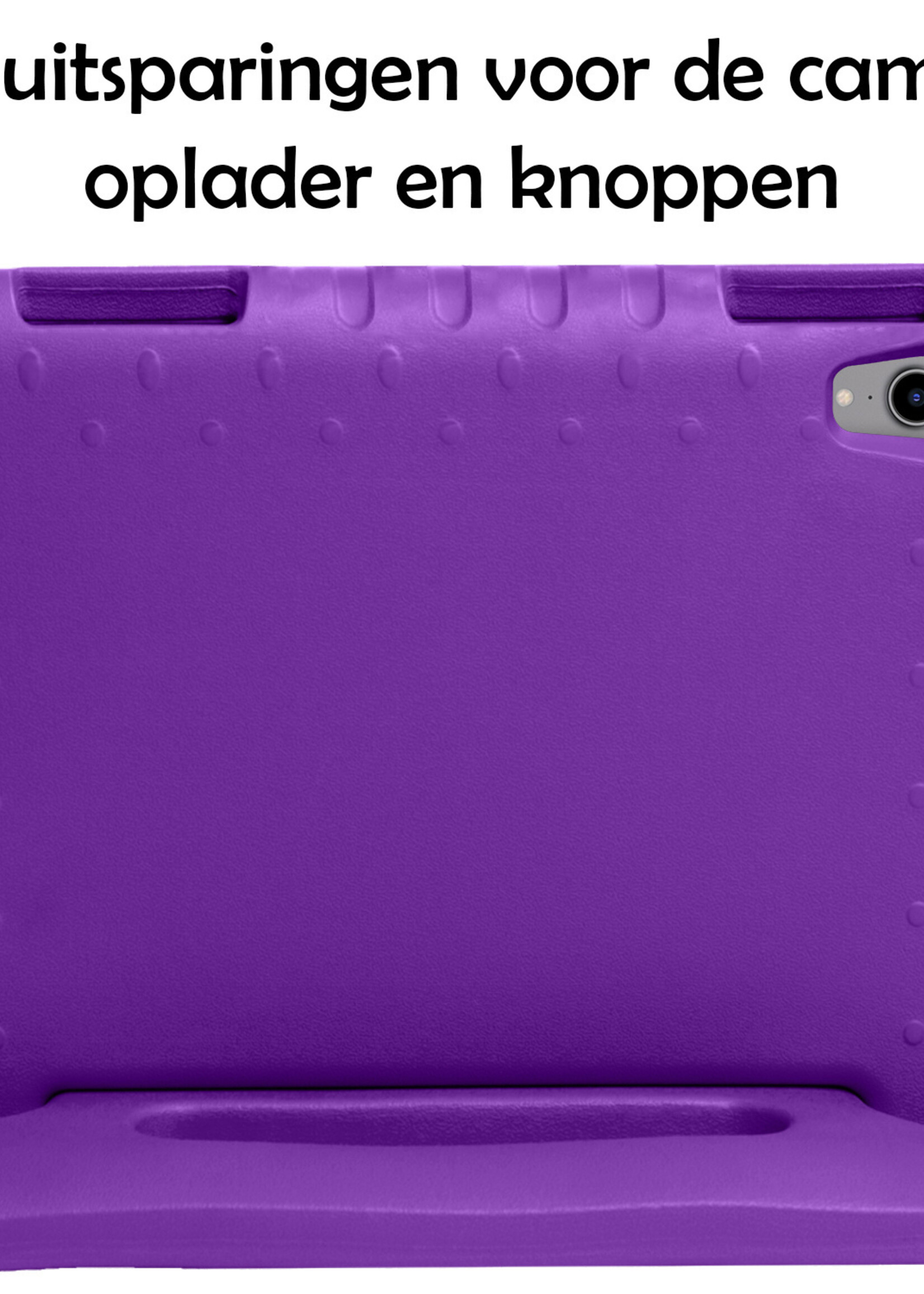 LUQ Hoes Geschikt voor iPad Mini 6 Hoes Kinder Hoesje Kids Case Kinderhoes Shockproof Met 2x Screenprotector - Hoesje Geschikt voor iPad Mini 6 Hoesje Kidscase - Paars