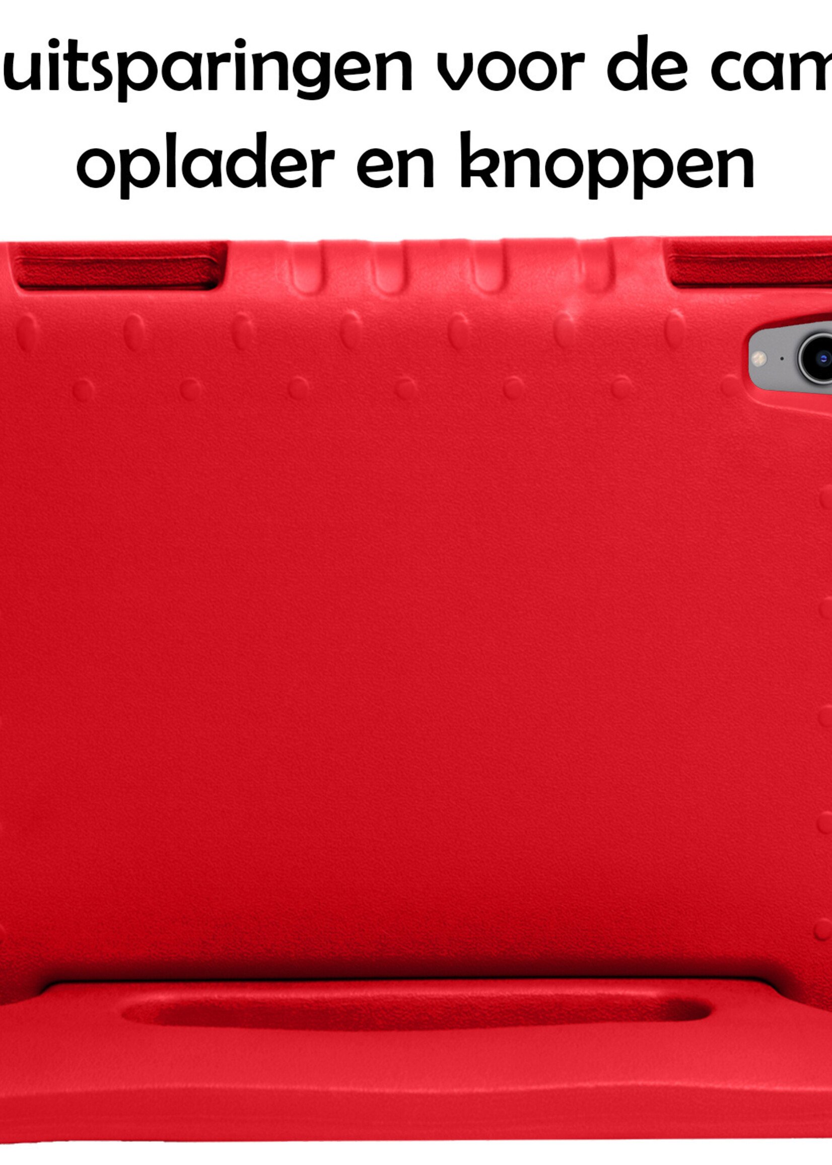 LUQ Hoes Geschikt voor iPad Mini 6 Hoes Kinder Hoesje Kids Case Kinderhoes Shockproof Met 2x Screenprotector - Hoesje Geschikt voor iPad Mini 6 Hoesje Kidscase - Rood