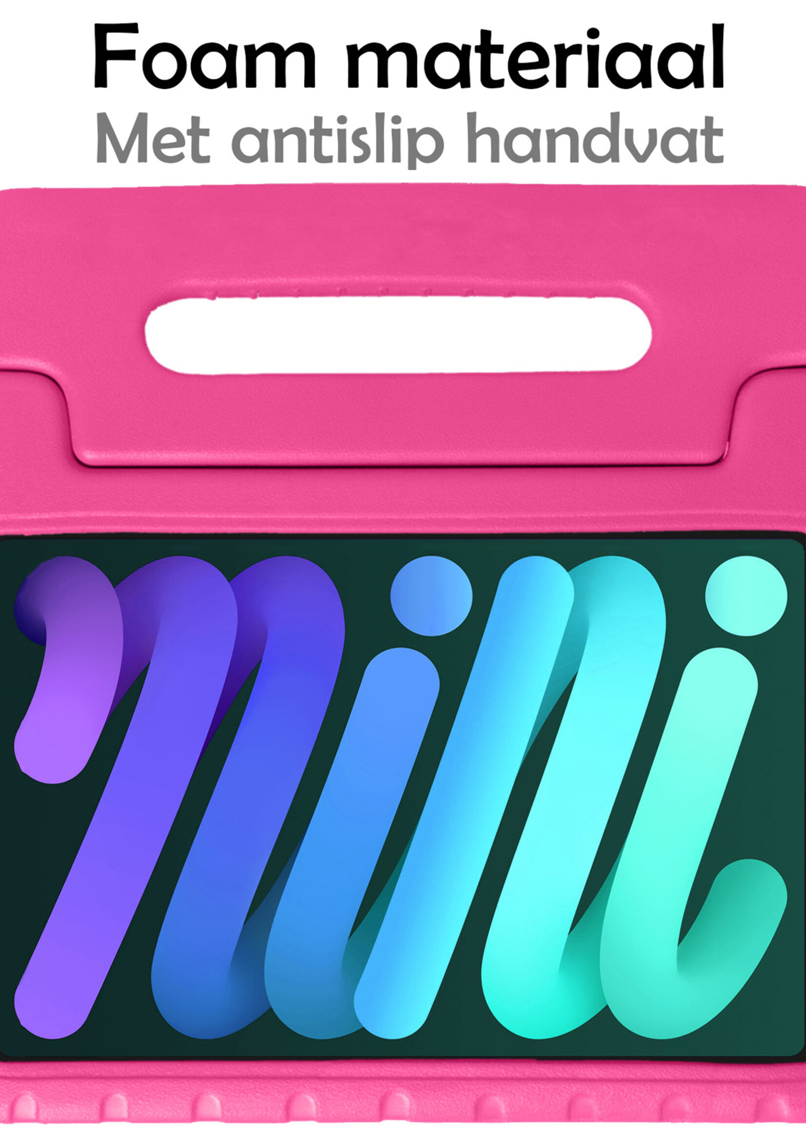 LUQ Hoes Geschikt voor iPad Mini 6 Hoes Kinder Hoesje Kids Case Kinderhoes Shockproof Met 2x Screenprotector - Hoesje Geschikt voor iPad Mini 6 Hoesje Kidscase - Roze