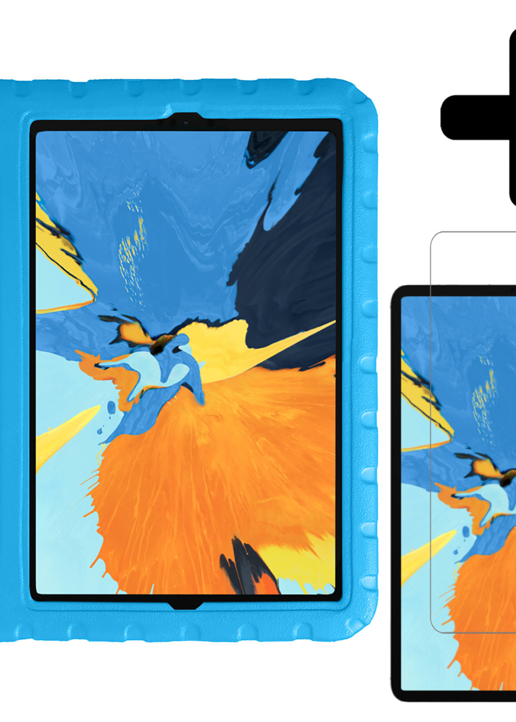 LUQ Hoes Geschikt voor iPad Pro 2018 (11 inch) Hoes Kinder Hoesje Kids Case Kinderhoes Shockproof Met Screenprotector - Hoesje Geschikt voor iPad Pro 11 inch (2018) Hoesje Kidscase - Blauw