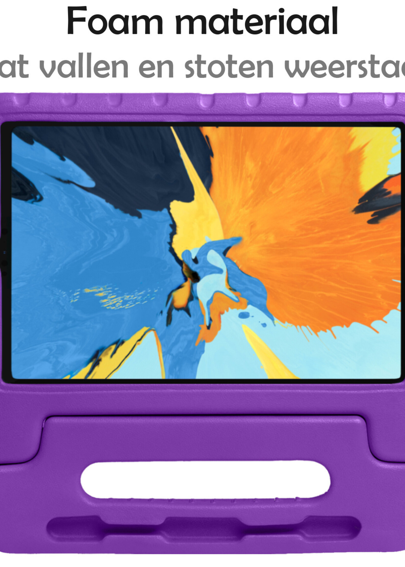 LUQ Hoes Geschikt voor iPad Pro 2018 (11 inch) Hoes Kinder Hoesje Kids Case Kinderhoes Shockproof Met 2x Screenprotector - Hoesje Geschikt voor iPad Pro 11 inch (2018) Hoesje Kidscase - Paars