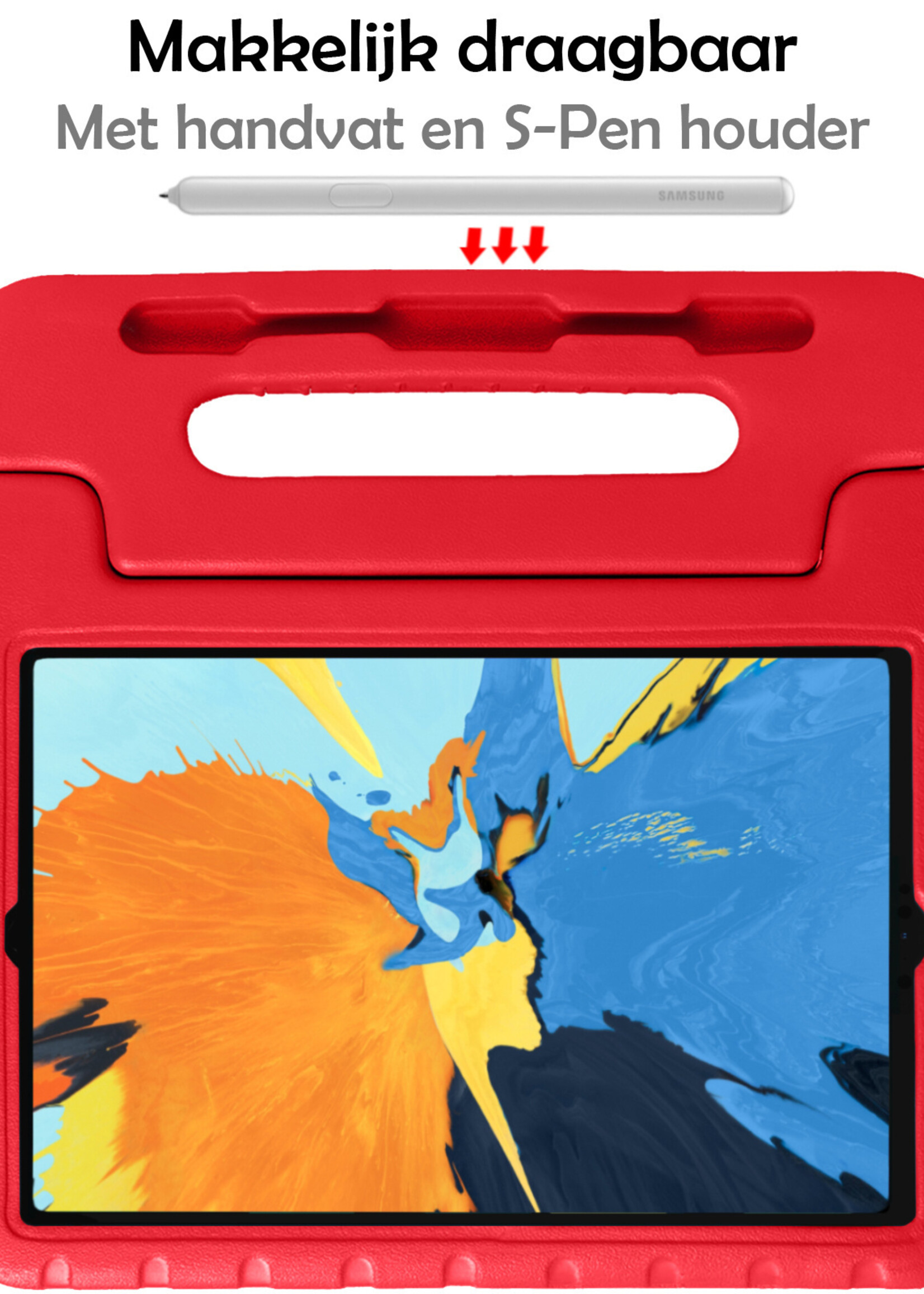 LUQ Hoes Geschikt voor iPad Pro 2018 (11 inch) Hoes Kinder Hoesje Kids Case Kinderhoes Shockproof Met 2x Screenprotector - Hoesje Geschikt voor iPad Pro 11 inch (2018) Hoesje Kidscase - Rood