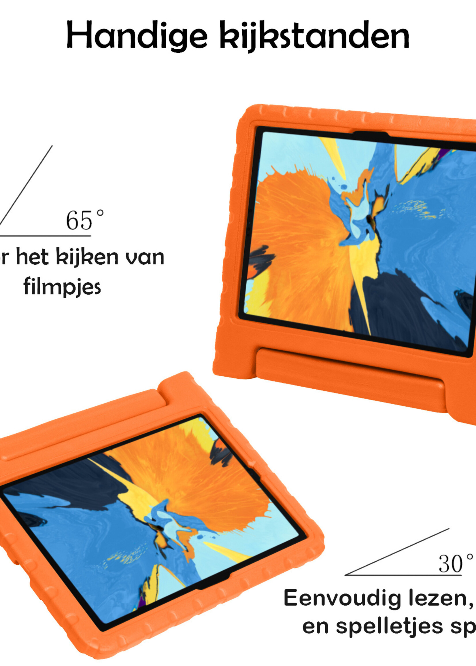 LUQ Hoes Geschikt voor iPad Pro 2021 (11 inch) Hoes Kinder Hoesje Kids Case Kinderhoes Shockproof - Hoesje Geschikt voor iPad Pro 11 inch (2021) Hoesje Kidscase - Oranje