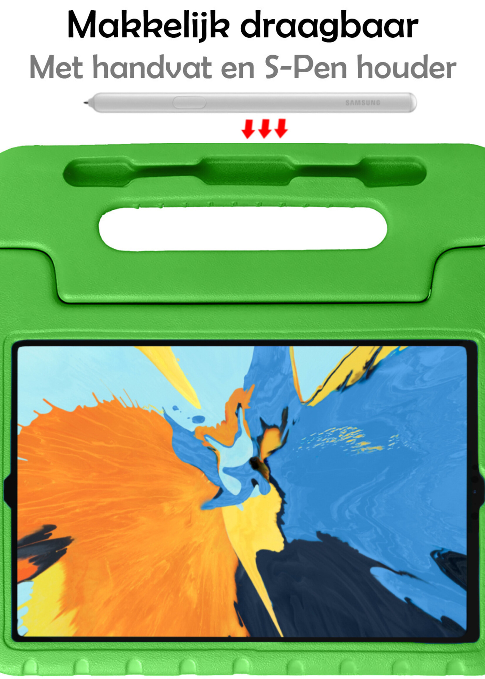 LUQ Hoes Geschikt voor iPad Pro 2021 (11 inch) Hoes Kinder Hoesje Kids Case Kinderhoes Shockproof Met Screenprotector - Hoesje Geschikt voor iPad Pro 11 inch (2021) Hoesje Kidscase - Groen