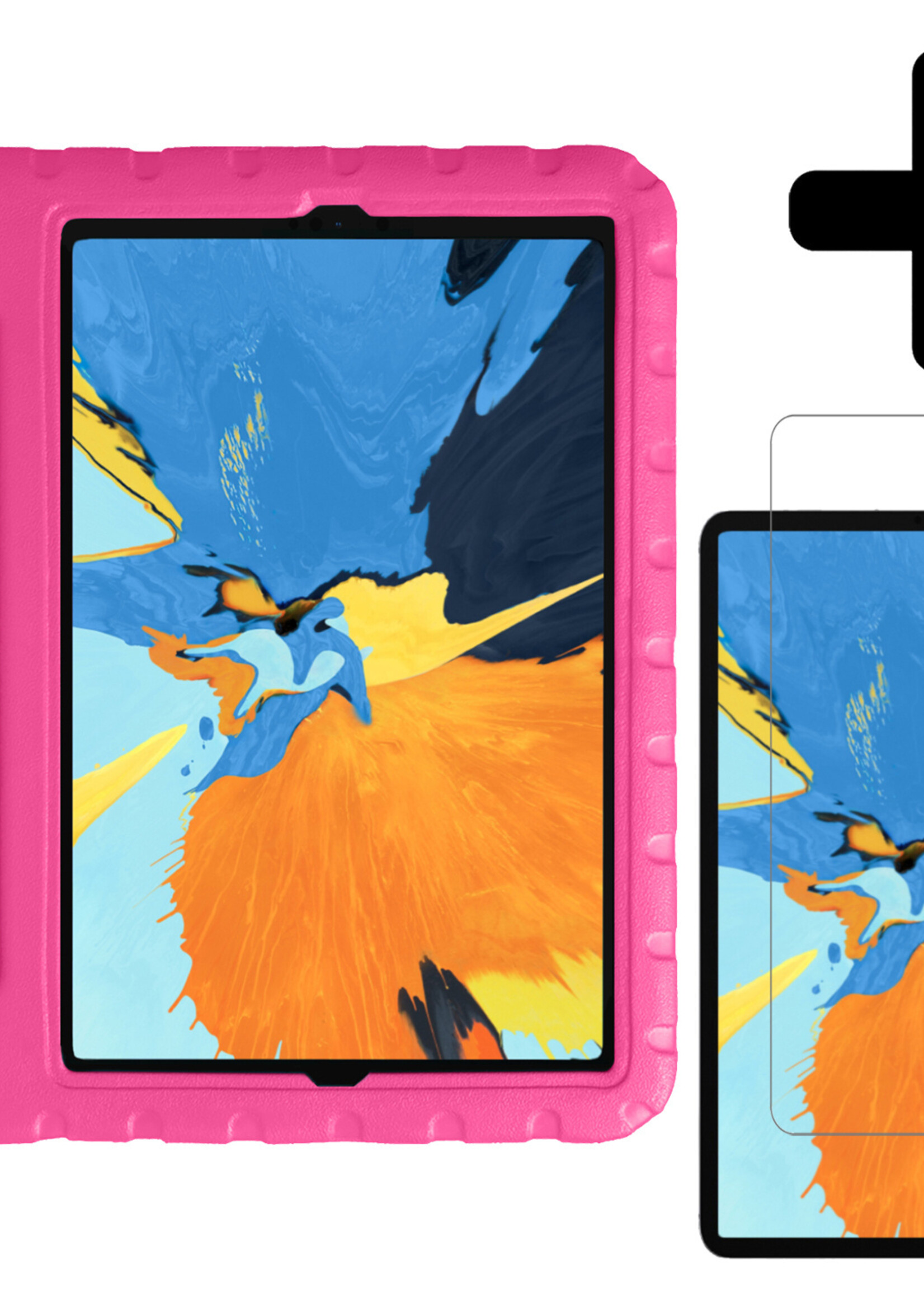 LUQ Hoes Geschikt voor iPad Pro 2021 (11 inch) Hoes Kinder Hoesje Kids Case Kinderhoes Shockproof Met Screenprotector - Hoesje Geschikt voor iPad Pro 11 inch (2021) Hoesje Kidscase - Roze
