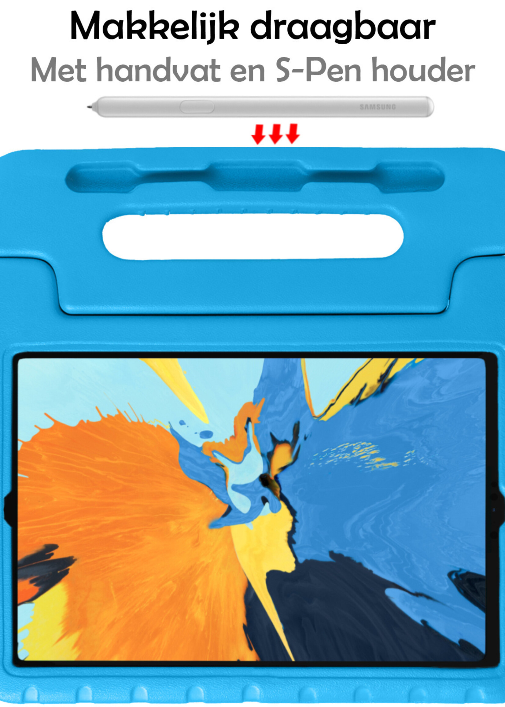 LUQ Hoes Geschikt voor iPad Pro 2021 (11 inch) Hoes Kinder Hoesje Kids Case Kinderhoes Shockproof Met Screenprotector - Hoesje Geschikt voor iPad Pro 11 inch (2021) Hoesje Kidscase - Blauw