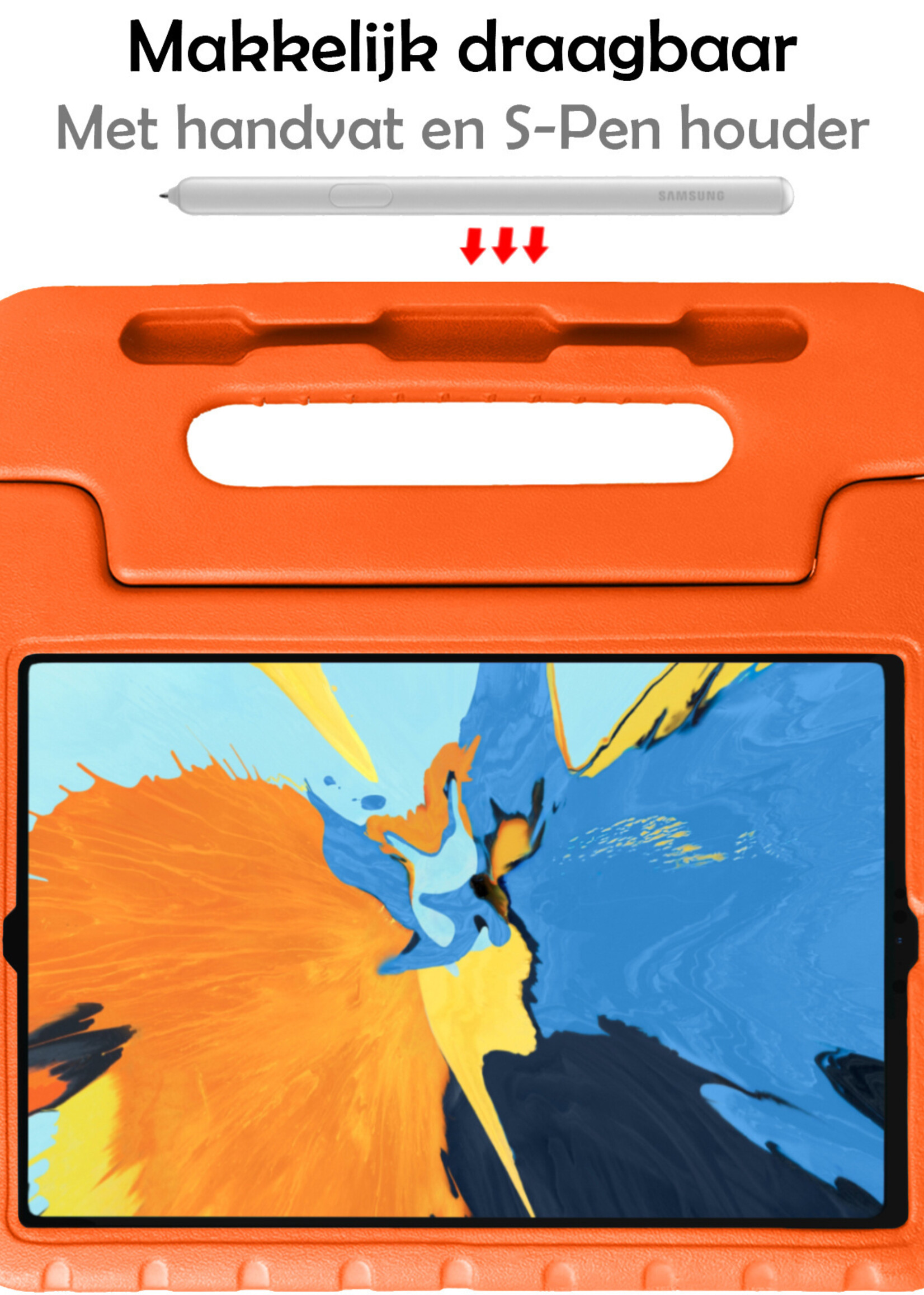 LUQ Hoes Geschikt voor iPad Pro 2021 (11 inch) Hoes Kinder Hoesje Kids Case Kinderhoes Shockproof Met 2x Screenprotector - Hoesje Geschikt voor iPad Pro 11 inch (2021) Hoesje Kidscase - Oranje
