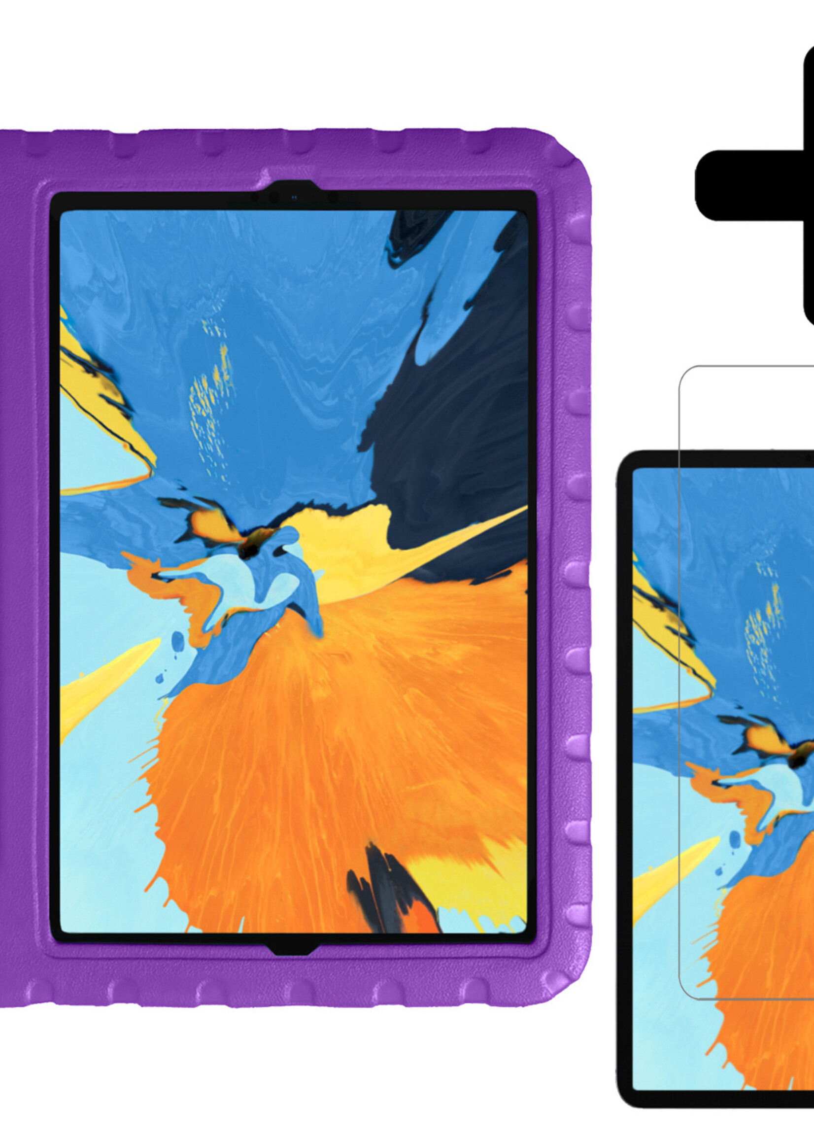 LUQ Hoes Geschikt voor iPad Pro 2021 (11 inch) Hoes Kinder Hoesje Kids Case Kinderhoes Shockproof Met 2x Screenprotector - Hoesje Geschikt voor iPad Pro 11 inch (2021) Hoesje Kidscase - Paars