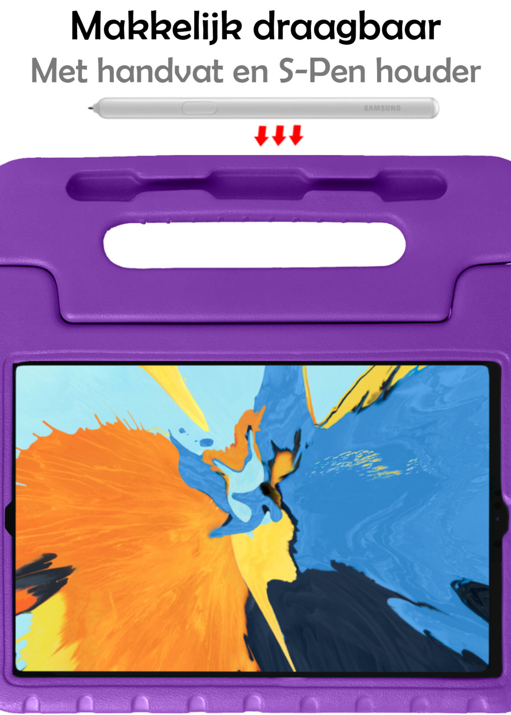 LUQ Hoes Geschikt voor iPad Pro 2021 (11 inch) Hoes Kinder Hoesje Kids Case Kinderhoes Shockproof Met 2x Screenprotector - Hoesje Geschikt voor iPad Pro 11 inch (2021) Hoesje Kidscase - Paars