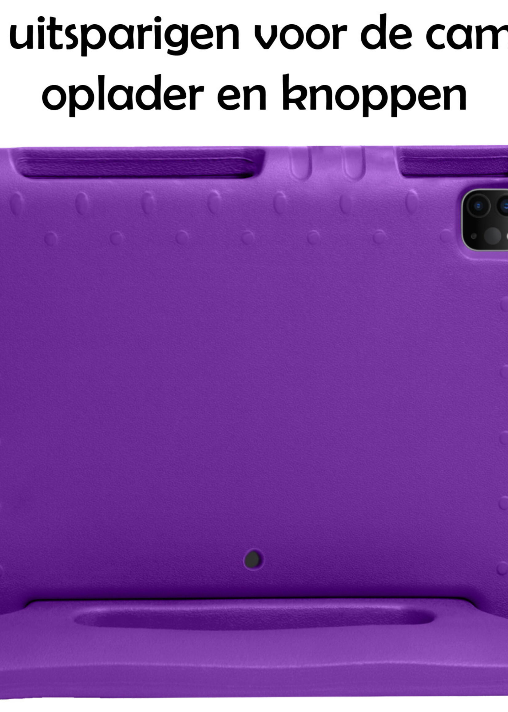 LUQ Hoes Geschikt voor iPad Pro 2021 (11 inch) Hoes Kinder Hoesje Kids Case Kinderhoes Shockproof Met 2x Screenprotector - Hoesje Geschikt voor iPad Pro 11 inch (2021) Hoesje Kidscase - Paars