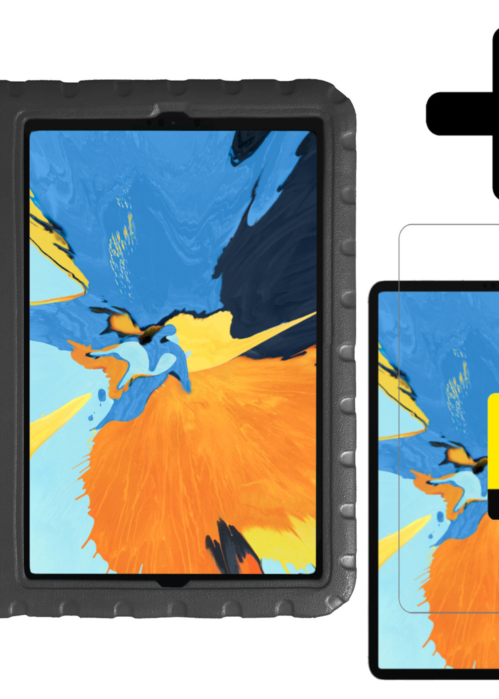 LUQ Hoes Geschikt voor iPad Pro 2021 (11 inch) Hoes Kinder Hoesje Kids Case Kinderhoes Shockproof Met 2x Screenprotector - Hoesje Geschikt voor iPad Pro 11 inch (2021) Hoesje Kidscase - Zwart