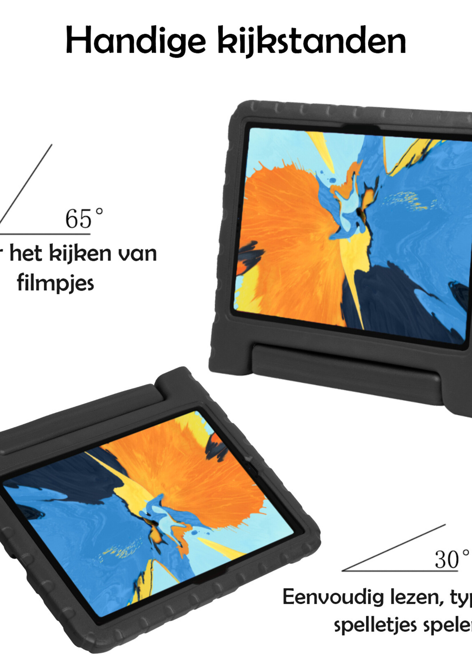 LUQ Hoes Geschikt voor iPad Pro 2021 (11 inch) Hoes Kinder Hoesje Kids Case Kinderhoes Shockproof Met 2x Screenprotector - Hoesje Geschikt voor iPad Pro 11 inch (2021) Hoesje Kidscase - Zwart