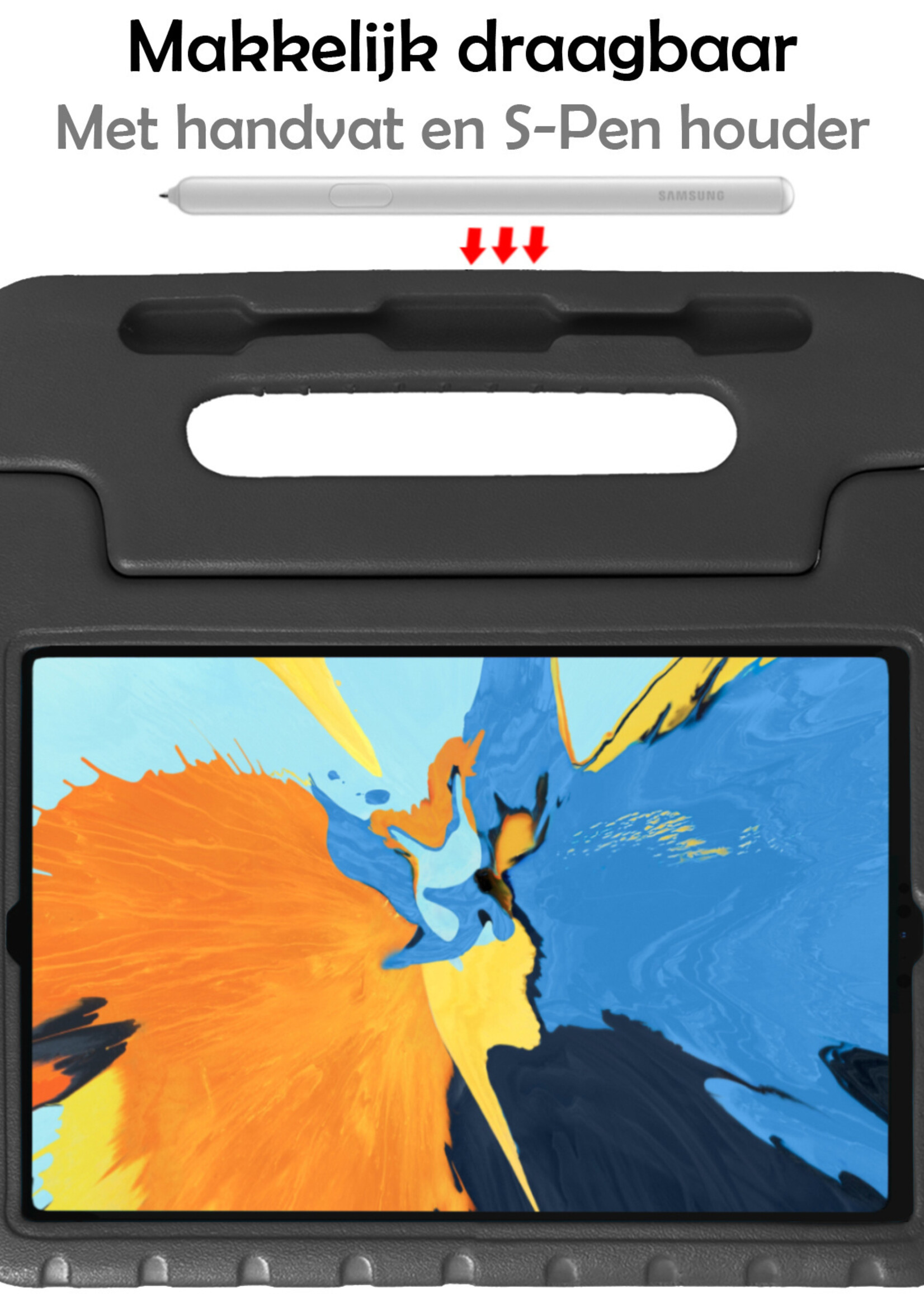 LUQ Hoes Geschikt voor iPad Pro 2021 (11 inch) Hoes Kinder Hoesje Kids Case Kinderhoes Shockproof Met 2x Screenprotector - Hoesje Geschikt voor iPad Pro 11 inch (2021) Hoesje Kidscase - Zwart