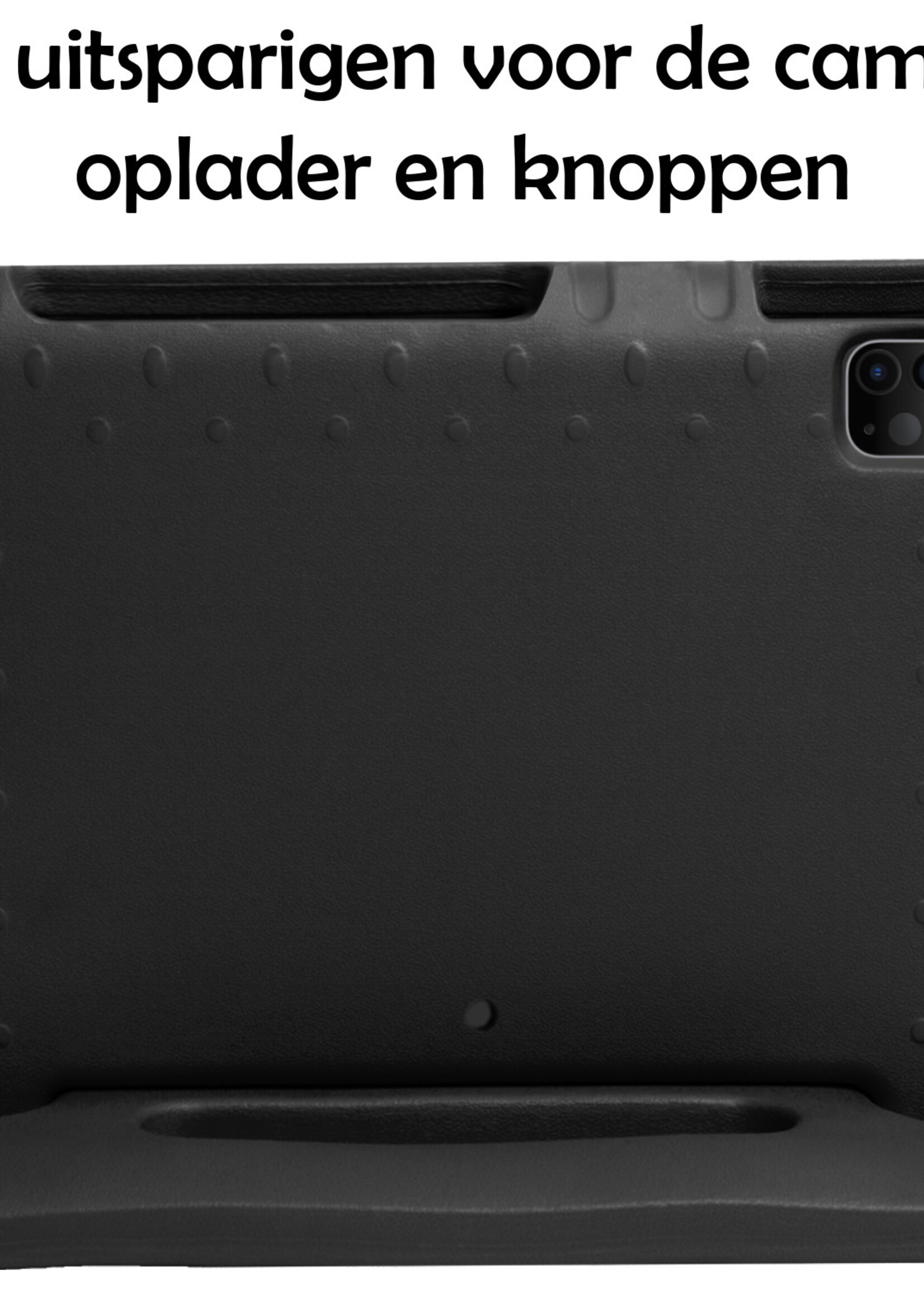 LUQ Hoes Geschikt voor iPad Pro 2021 (11 inch) Hoes Kinder Hoesje Kids Case Kinderhoes Shockproof Met 2x Screenprotector - Hoesje Geschikt voor iPad Pro 11 inch (2021) Hoesje Kidscase - Zwart