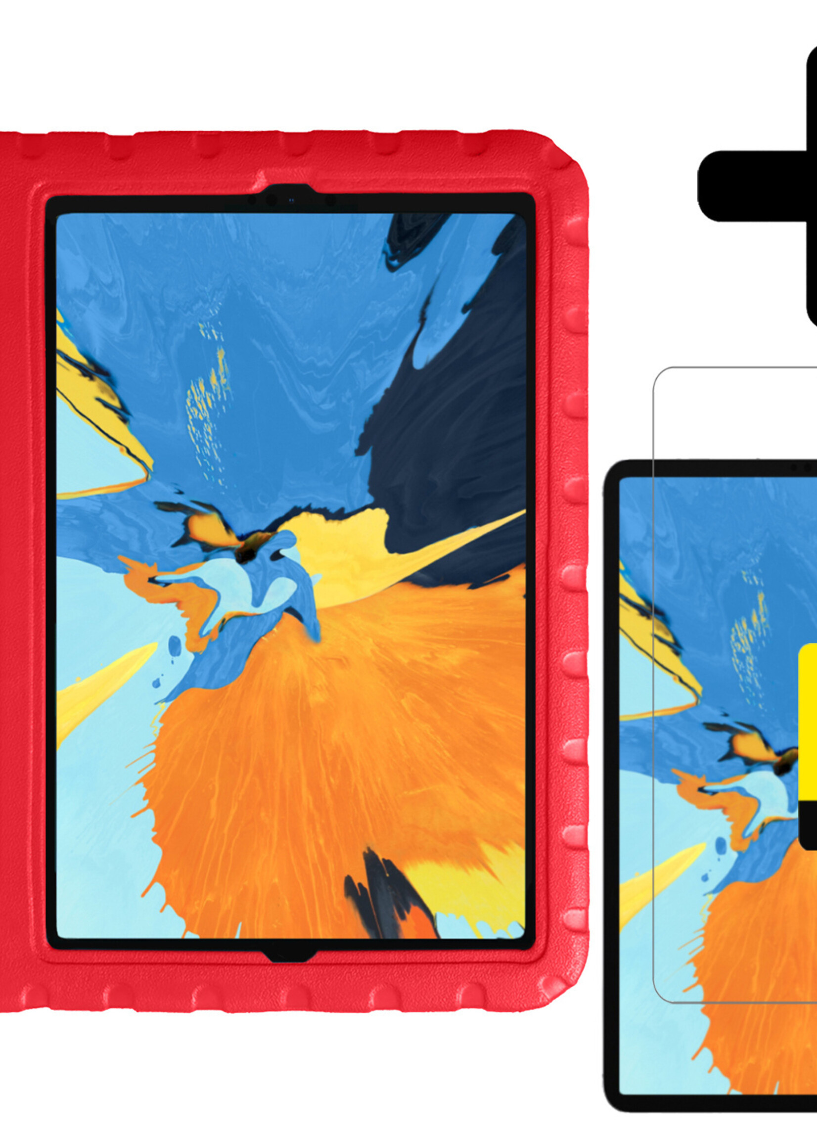 LUQ Hoes Geschikt voor iPad Pro 2021 (11 inch) Hoes Kinder Hoesje Kids Case Kinderhoes Shockproof Met 2x Screenprotector - Hoesje Geschikt voor iPad Pro 11 inch (2021) Hoesje Kidscase - Rood