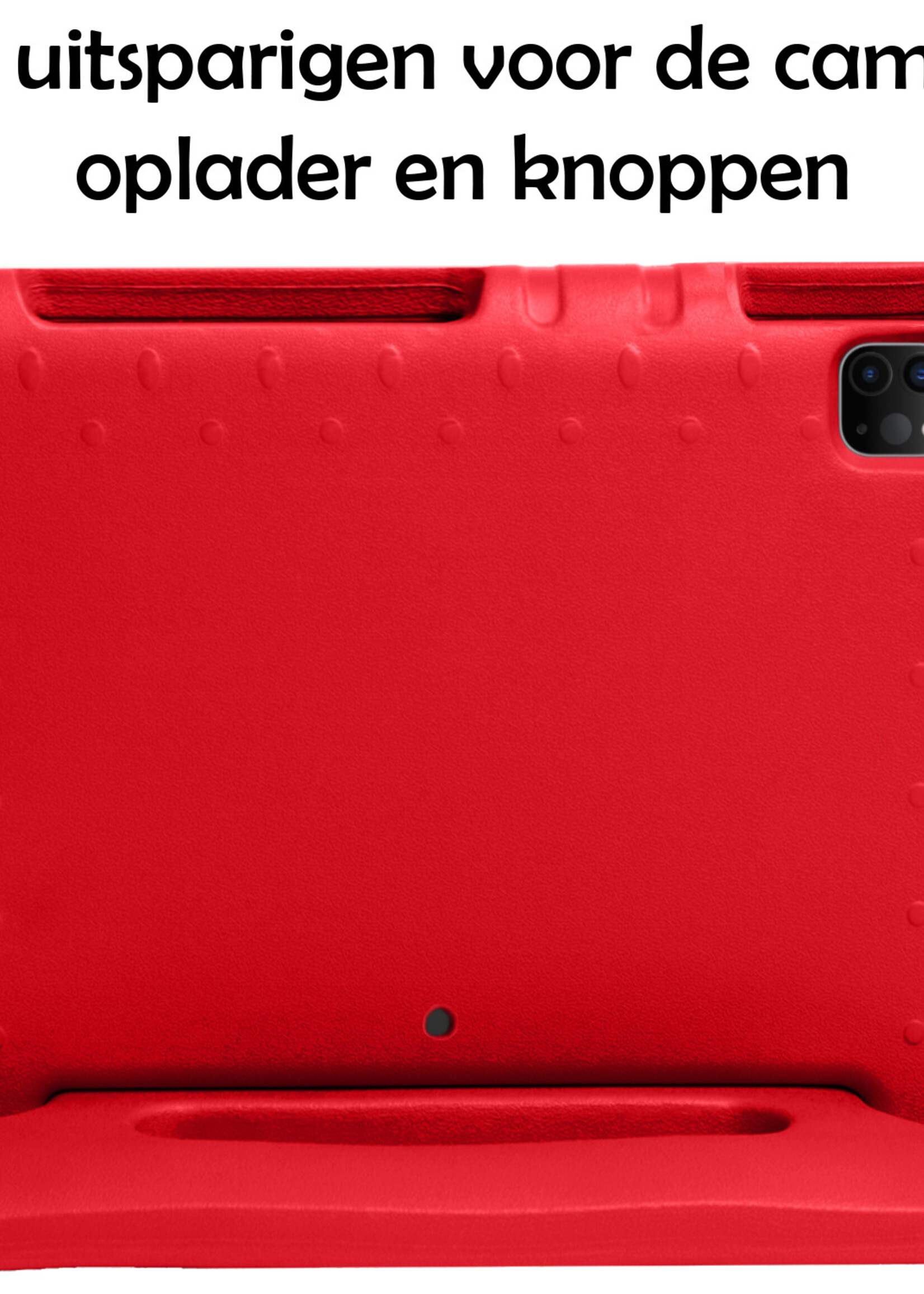 LUQ Hoes Geschikt voor iPad Pro 2021 (11 inch) Hoes Kinder Hoesje Kids Case Kinderhoes Shockproof Met 2x Screenprotector - Hoesje Geschikt voor iPad Pro 11 inch (2021) Hoesje Kidscase - Rood