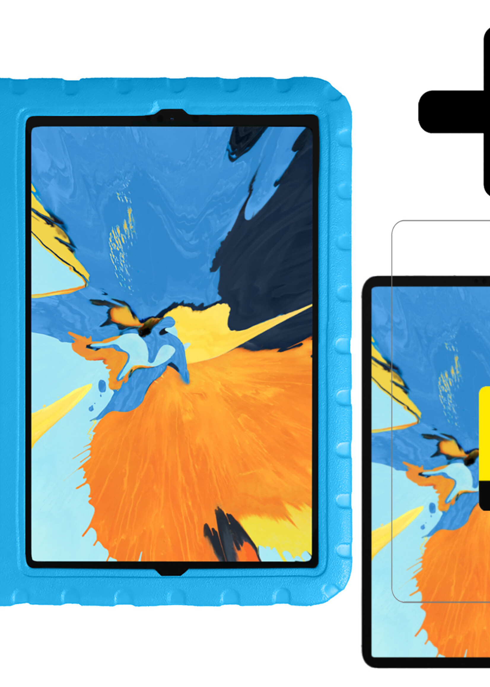 LUQ Hoes Geschikt voor iPad Pro 2021 (11 inch) Hoes Kinder Hoesje Kids Case Kinderhoes Shockproof Met 2x Screenprotector - Hoesje Geschikt voor iPad Pro 11 inch (2021) Hoesje Kidscase - Blauw
