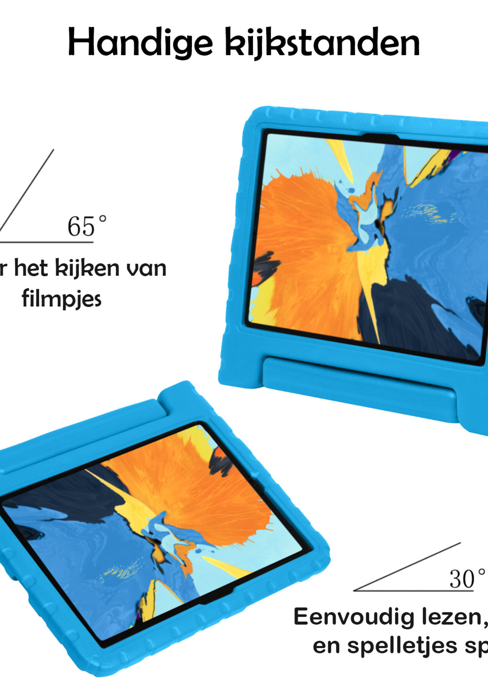 LUQ Hoes Geschikt voor iPad Pro 2021 (11 inch) Hoes Kinder Hoesje Kids Case Kinderhoes Shockproof Met 2x Screenprotector - Hoesje Geschikt voor iPad Pro 11 inch (2021) Hoesje Kidscase - Blauw
