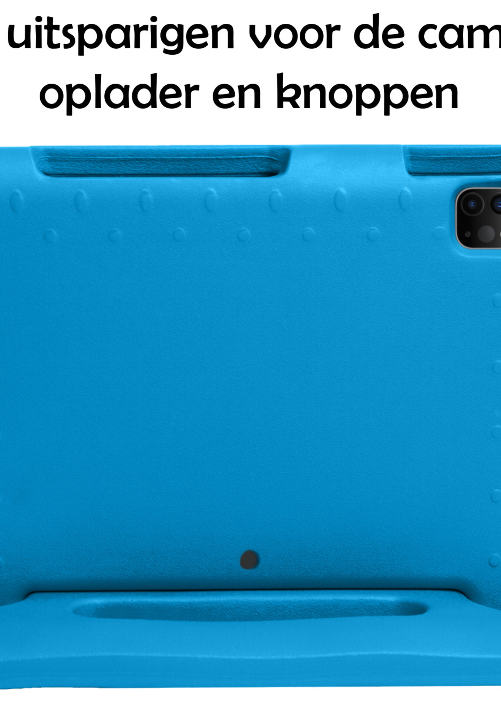 LUQ Hoes Geschikt voor iPad Pro 2021 (11 inch) Hoes Kinder Hoesje Kids Case Kinderhoes Shockproof Met 2x Screenprotector - Hoesje Geschikt voor iPad Pro 11 inch (2021) Hoesje Kidscase - Blauw
