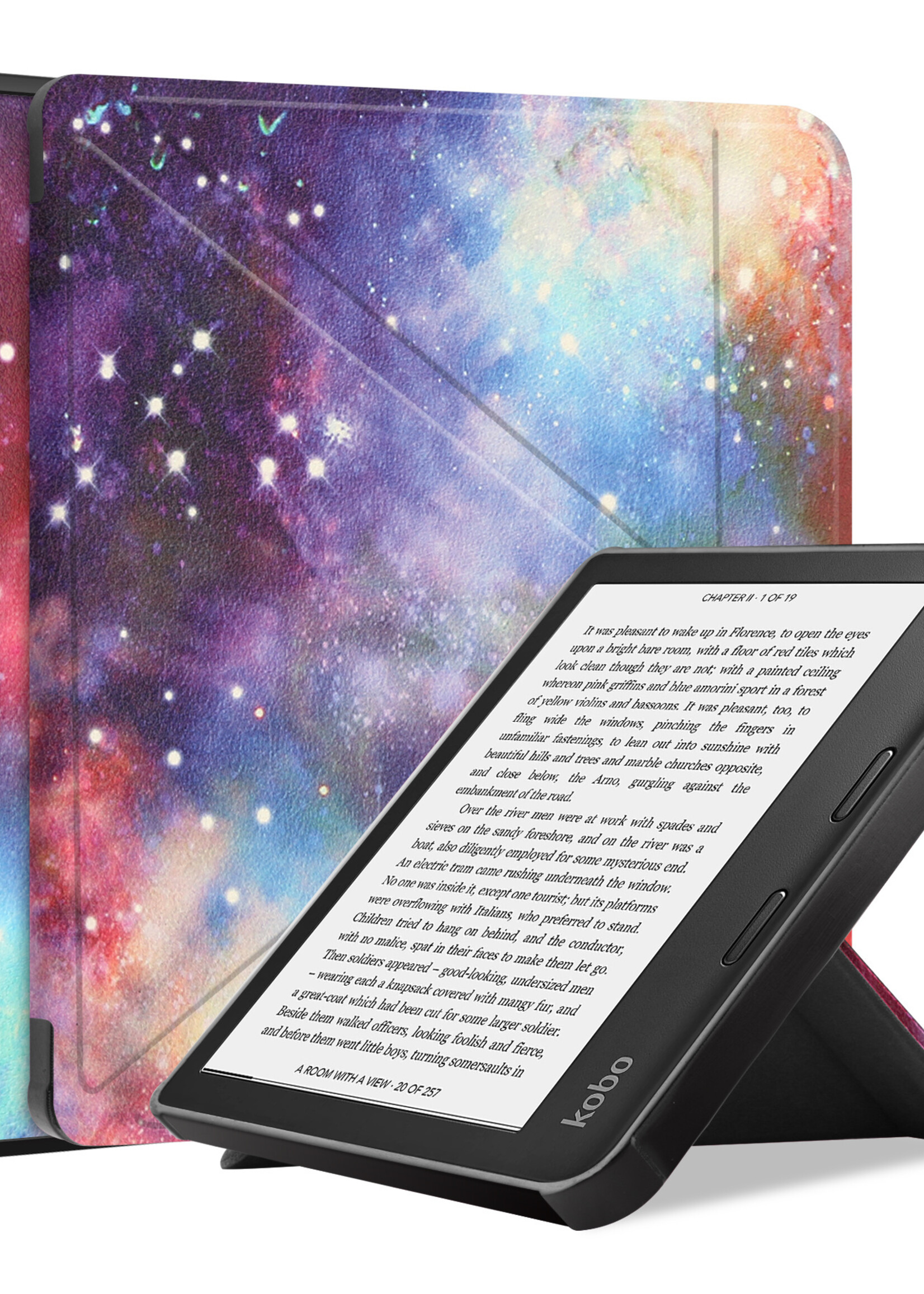 LUQ Hoesje Geschikt voor Kobo Sage Hoes Bescherm Hoesje Case Luxe Sleep Cover - Galaxy