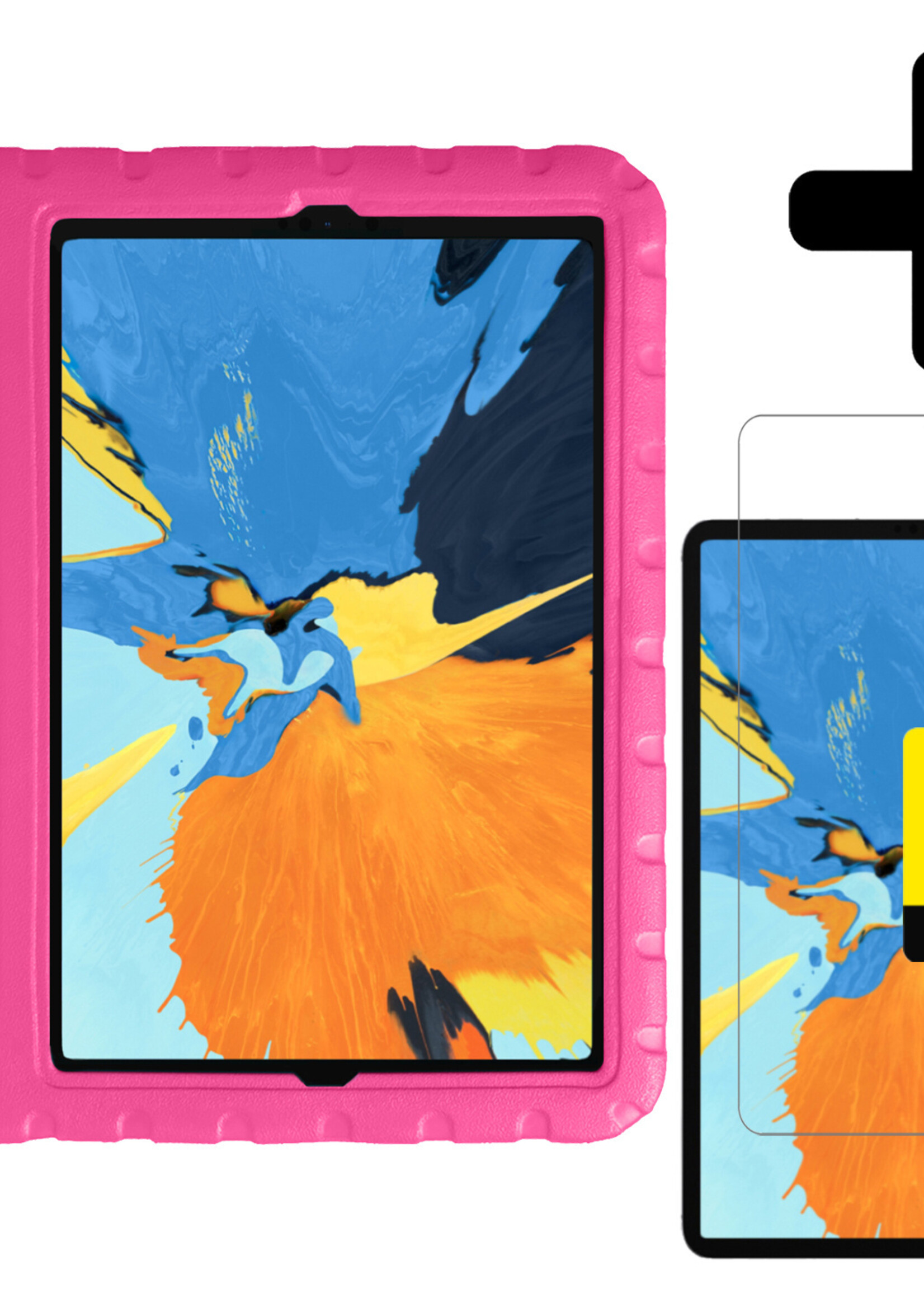 LUQ Hoes Geschikt voor iPad Pro 2021 (11 inch) Hoes Kinder Hoesje Kids Case Kinderhoes Shockproof Met 2x Screenprotector - Hoesje Geschikt voor iPad Pro 11 inch (2021) Hoesje Kidscase - Roze