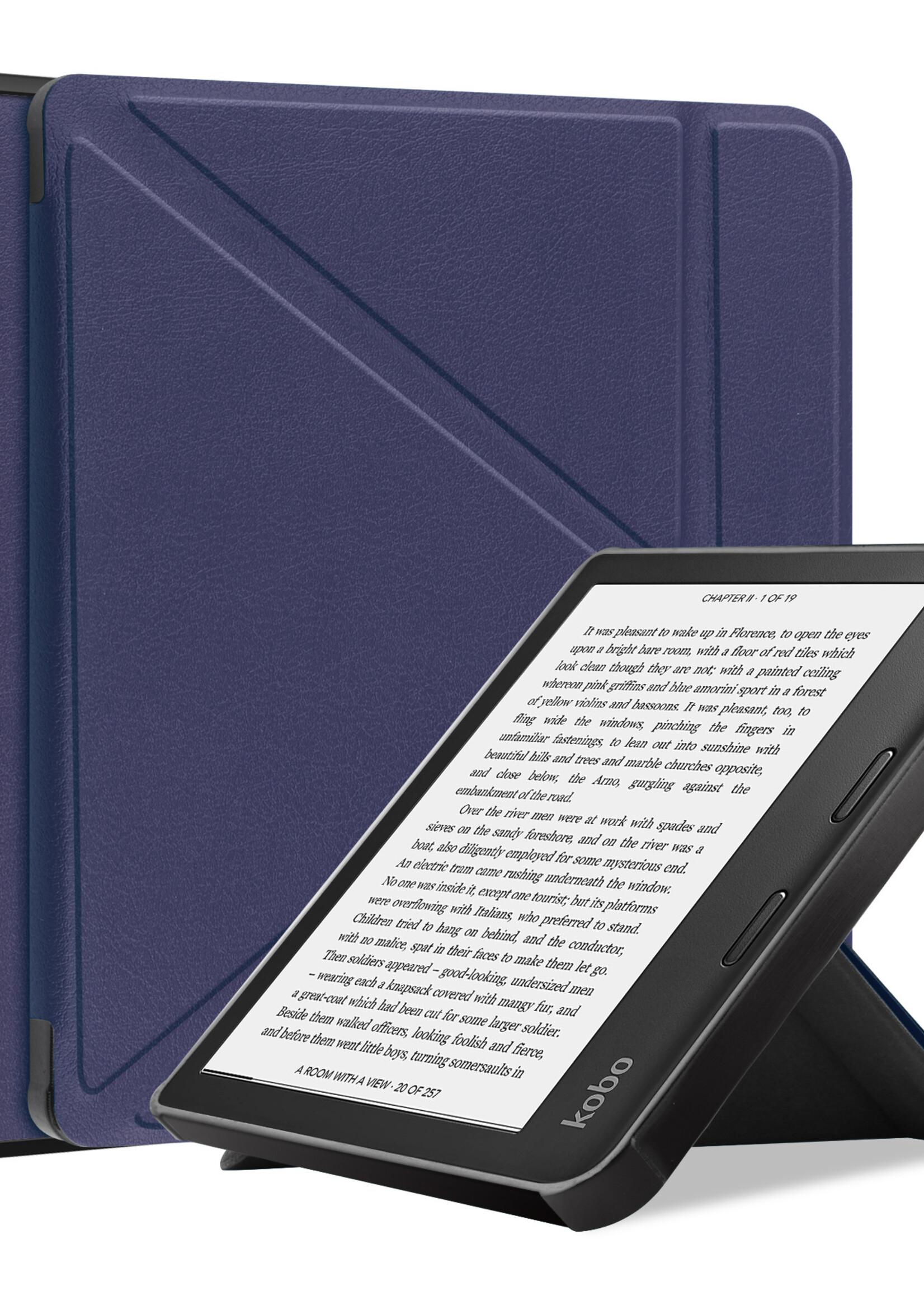 LUQ Hoesje Geschikt voor Kobo Sage Hoes Bescherm Hoesje Case Luxe Sleep Cover - Donkerblauw