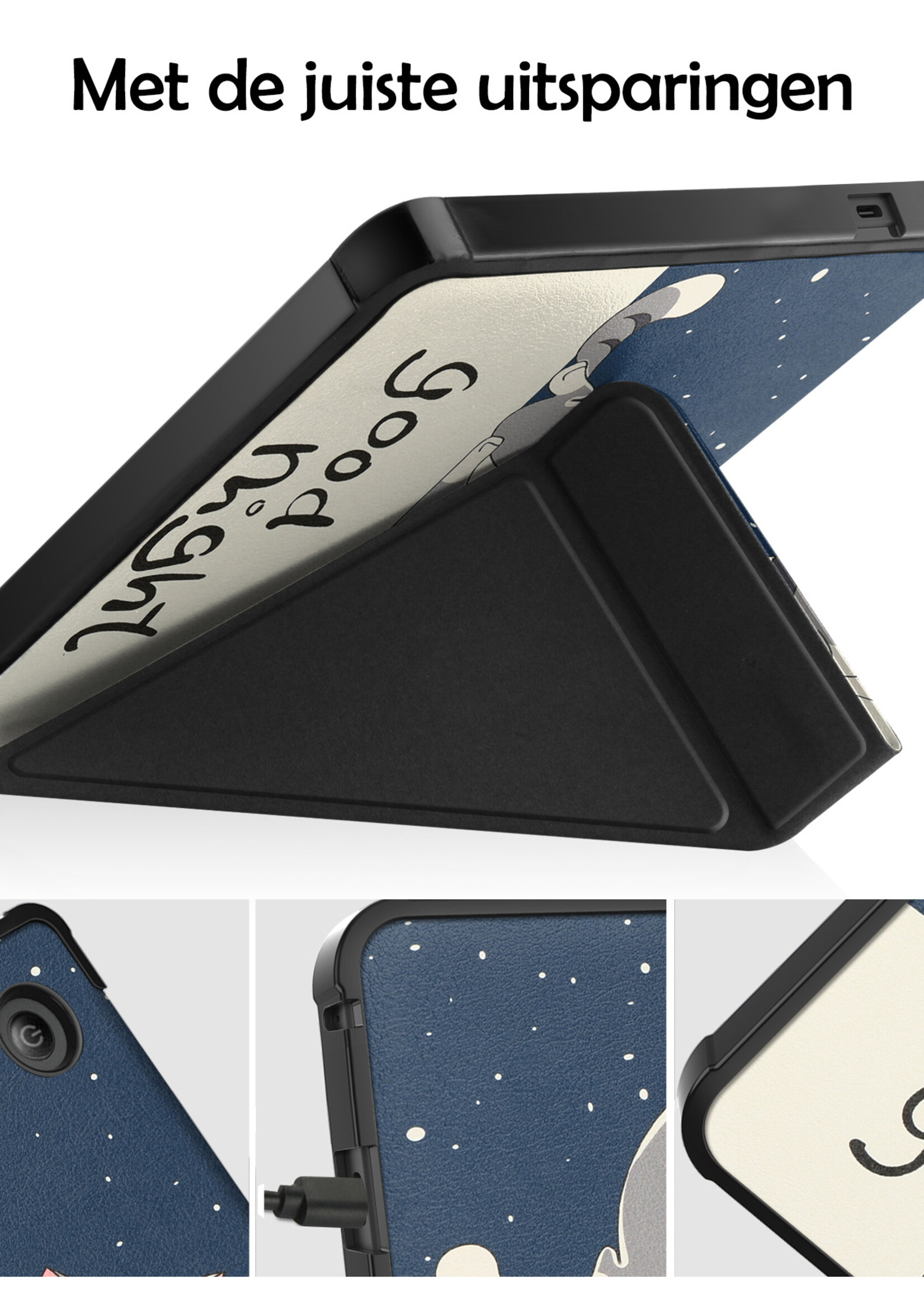 LUQ Hoesje Geschikt voor Kobo Libra 2 Hoes Bescherm Hoesje Case Luxe Sleep Cover - Kat