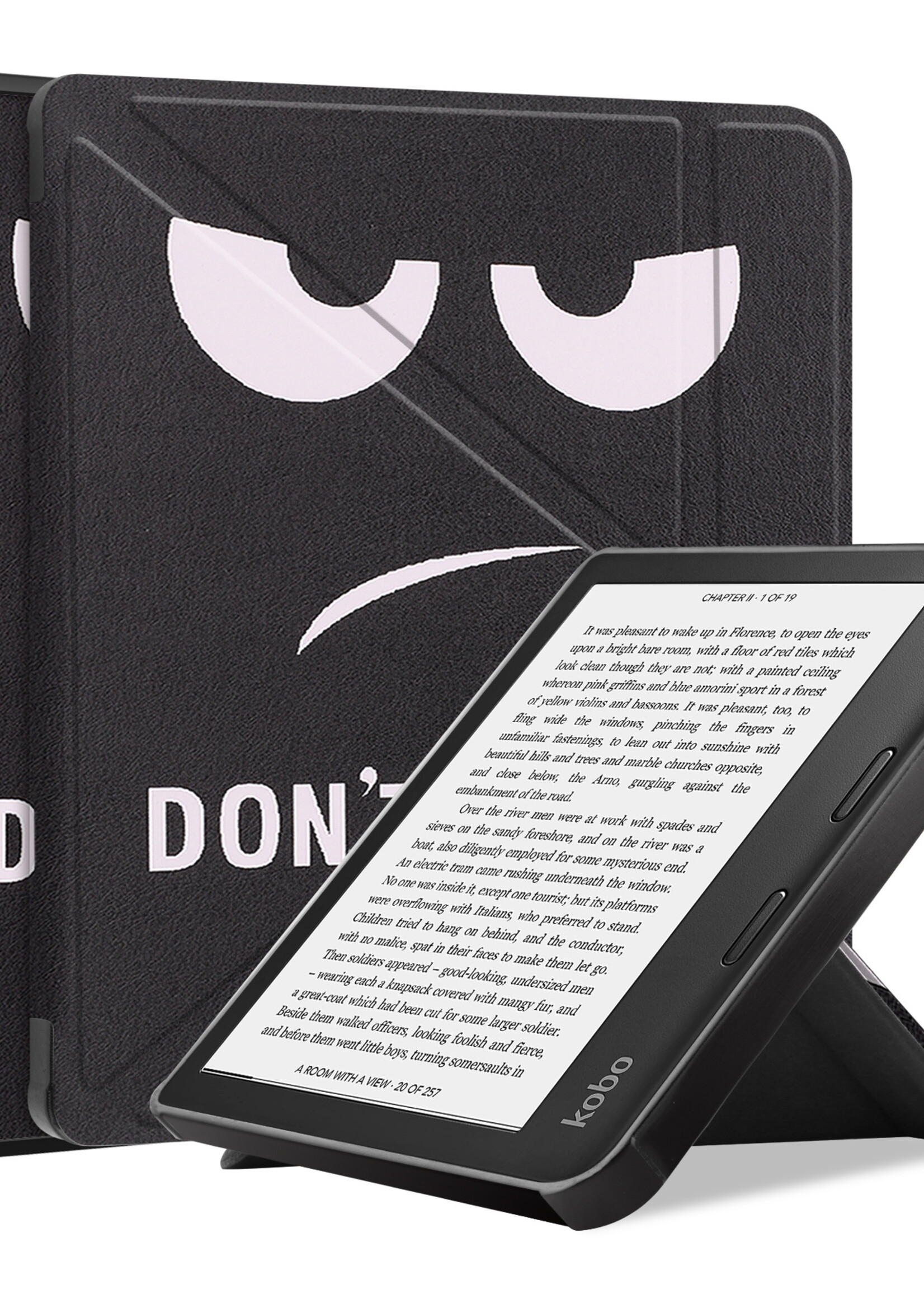 LUQ Hoesje Geschikt voor Kobo Libra 2 Hoes Bescherm Hoesje Case Luxe Sleep Cover - Don't Touch Me