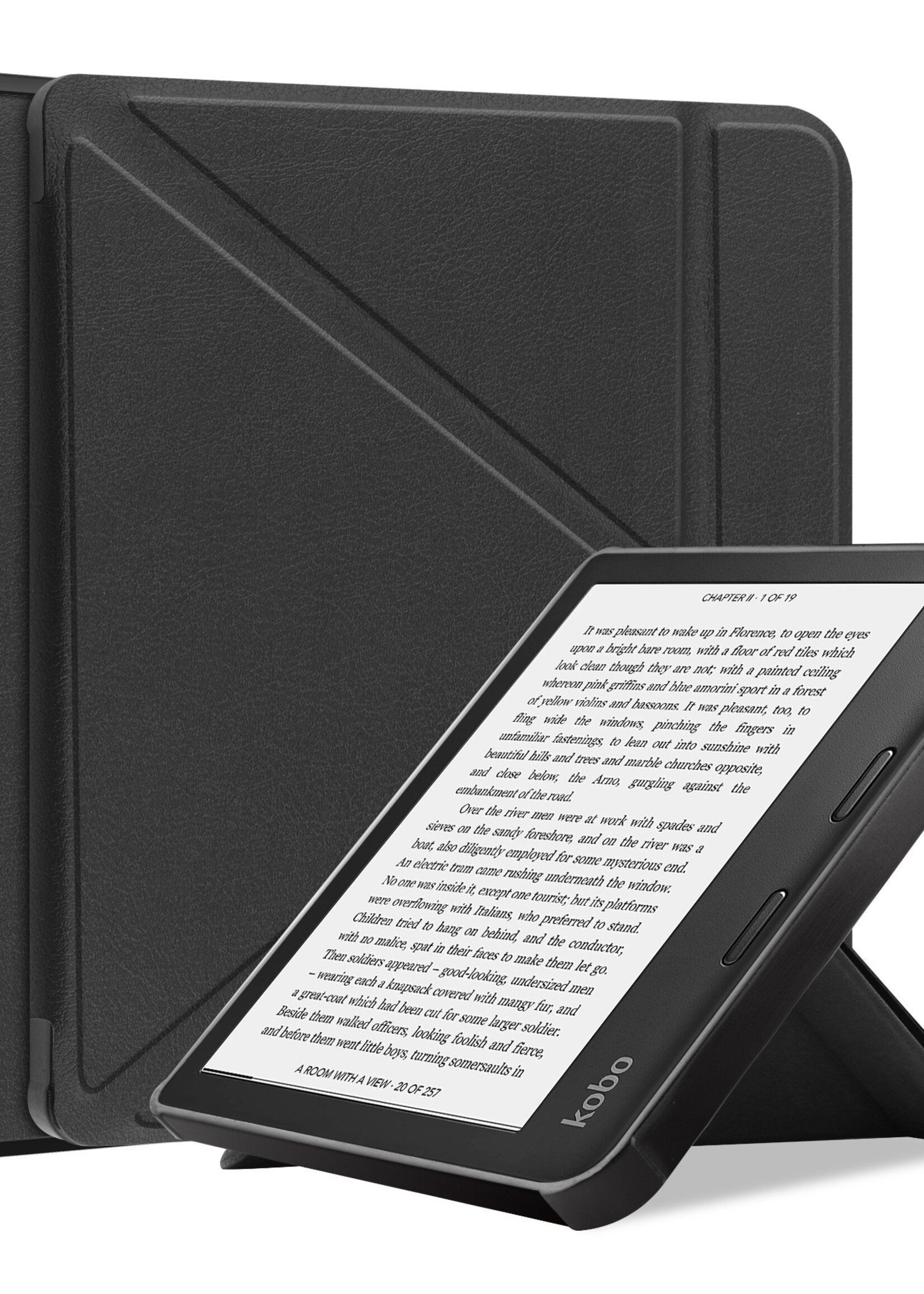 LUQ Hoesje Geschikt voor Kobo Libra 2 Hoes Bescherm Hoesje Case Luxe Sleep Cover - Zwart