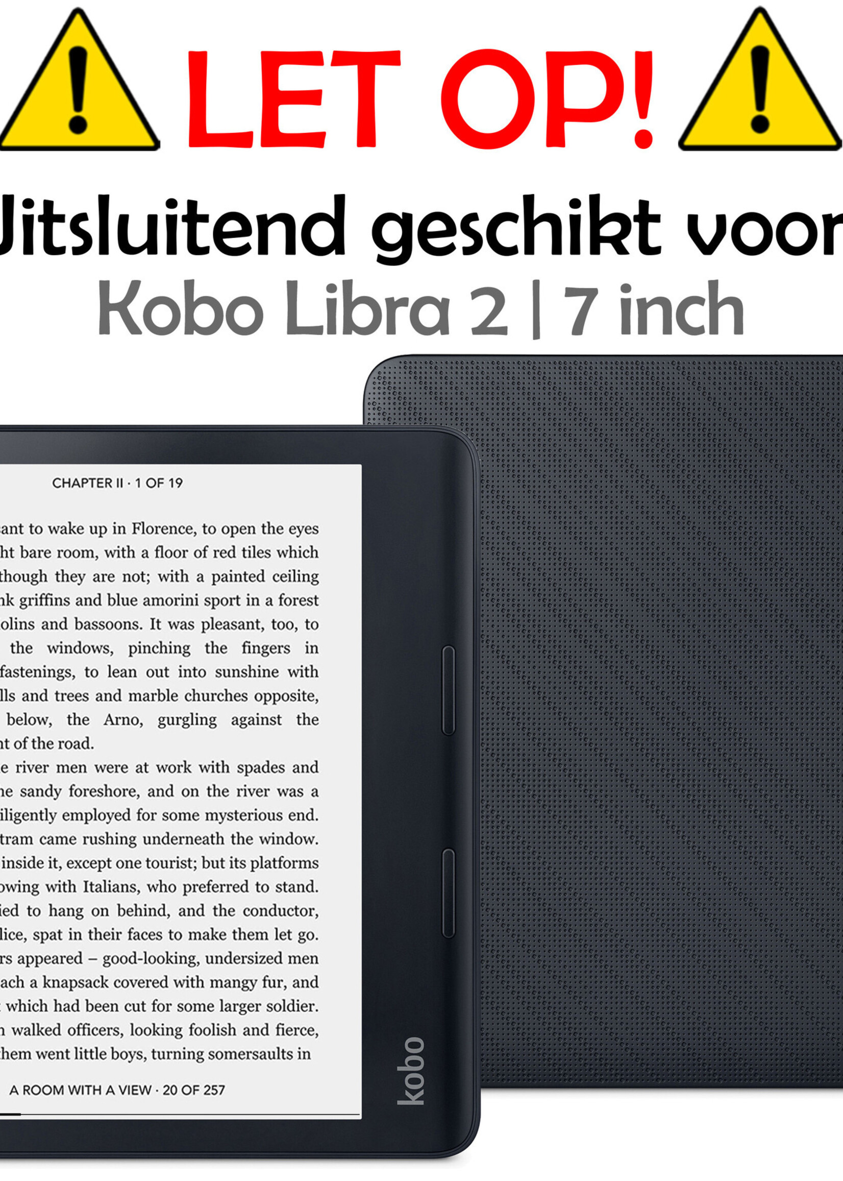 LUQ Hoesje Geschikt voor Kobo Libra 2 Hoes Bescherm Hoesje Case Luxe Sleep Cover - Zwart