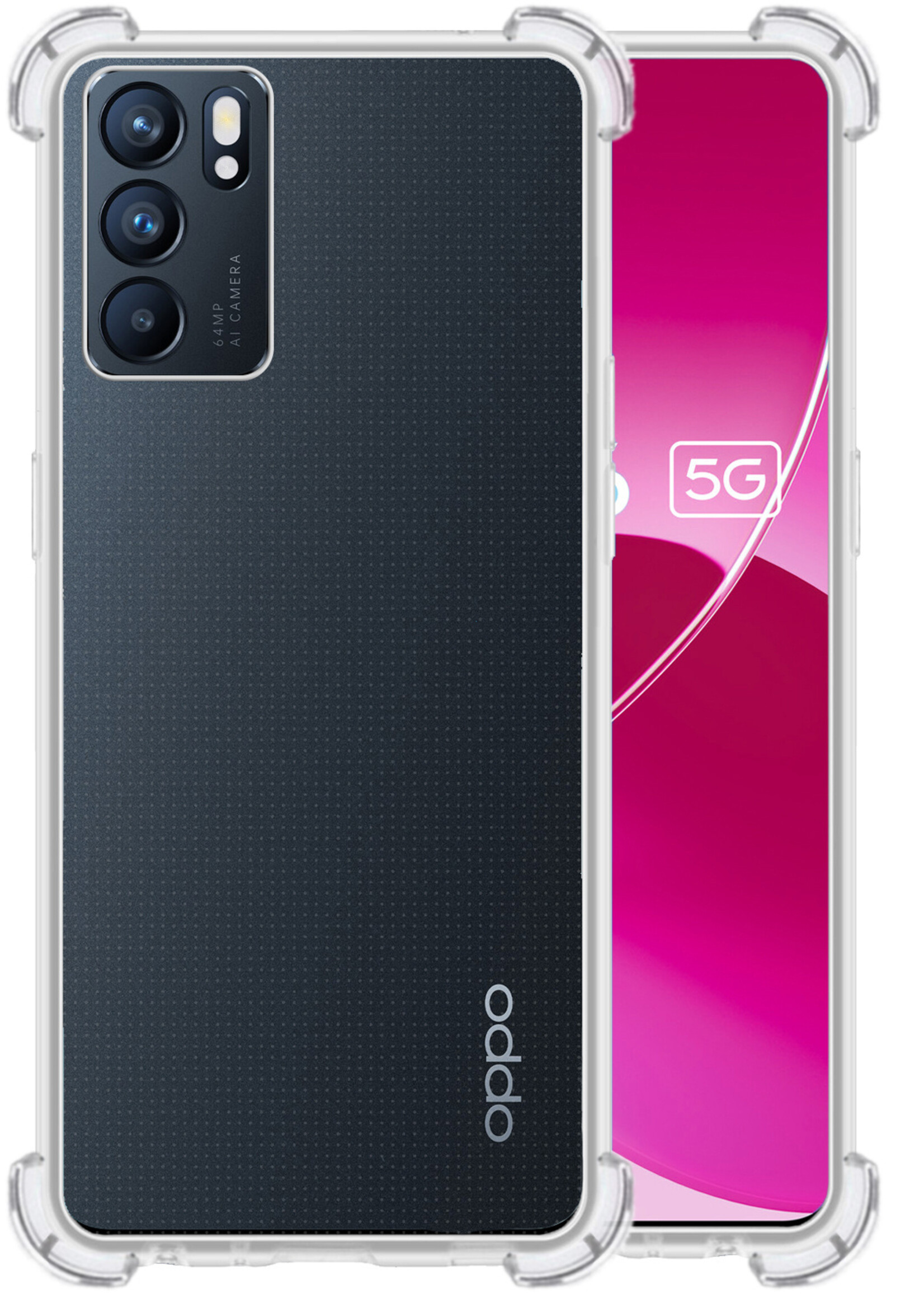 LUQ Hoesje Geschikt voor OPPO Reno 6 Hoesje Shockproof Case Siliconen - Hoes Geschikt voor OPPO Reno 6 Hoes Cover Siliconen - Transparant