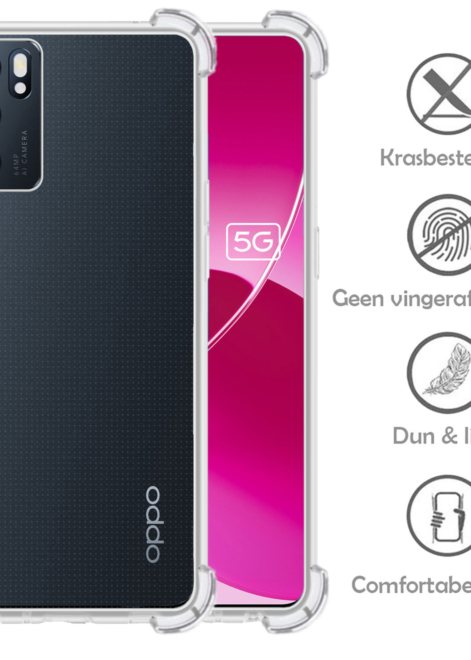 LUQ Hoesje Geschikt voor OPPO Reno 6 Hoesje Shockproof Case Siliconen - Hoes Geschikt voor OPPO Reno 6 Hoes Cover Siliconen - Transparant