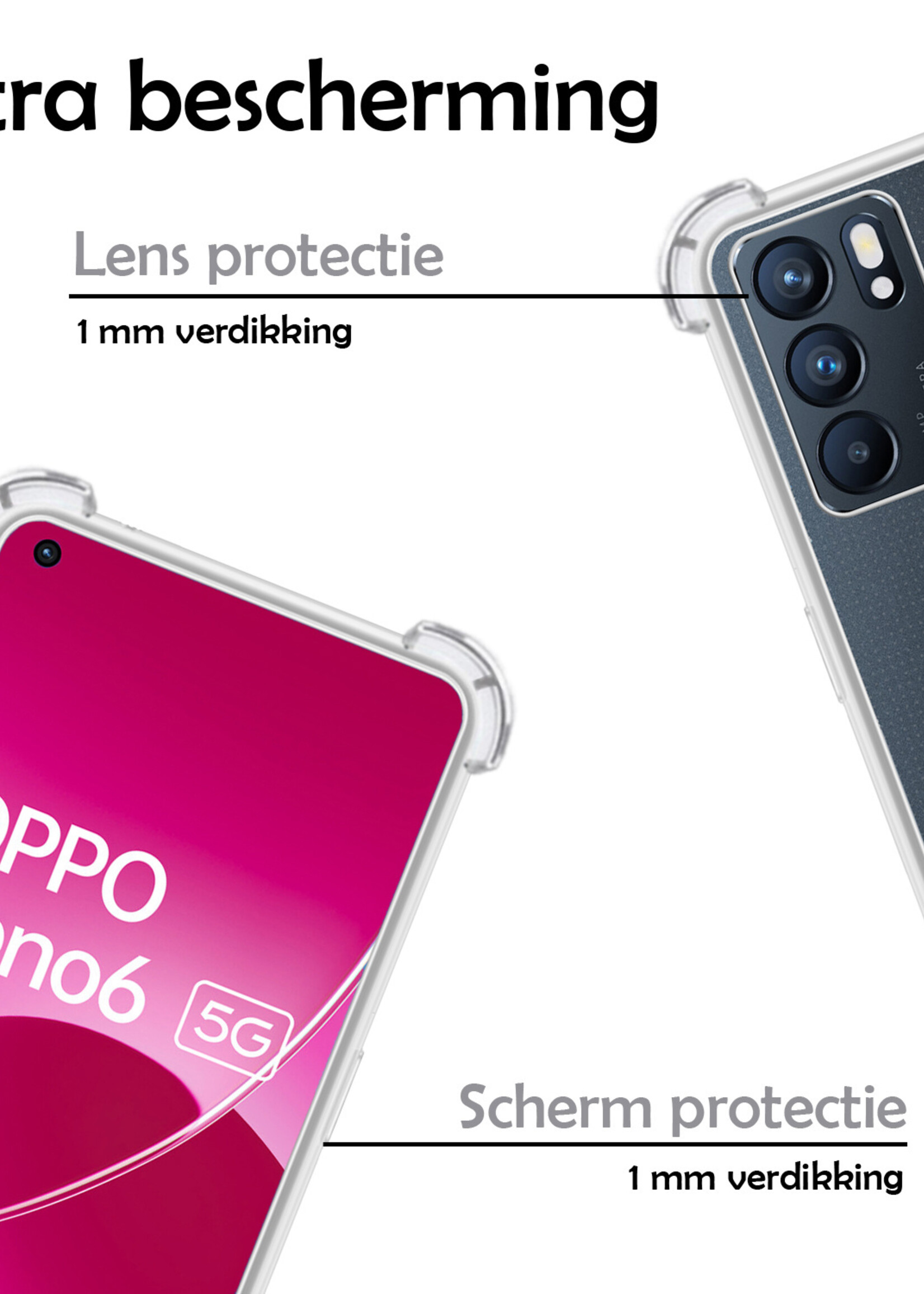 LUQ Hoesje Geschikt voor OPPO Reno 6 Hoesje Shockproof Case Siliconen - Hoes Geschikt voor OPPO Reno 6 Hoes Cover Siliconen - Transparant