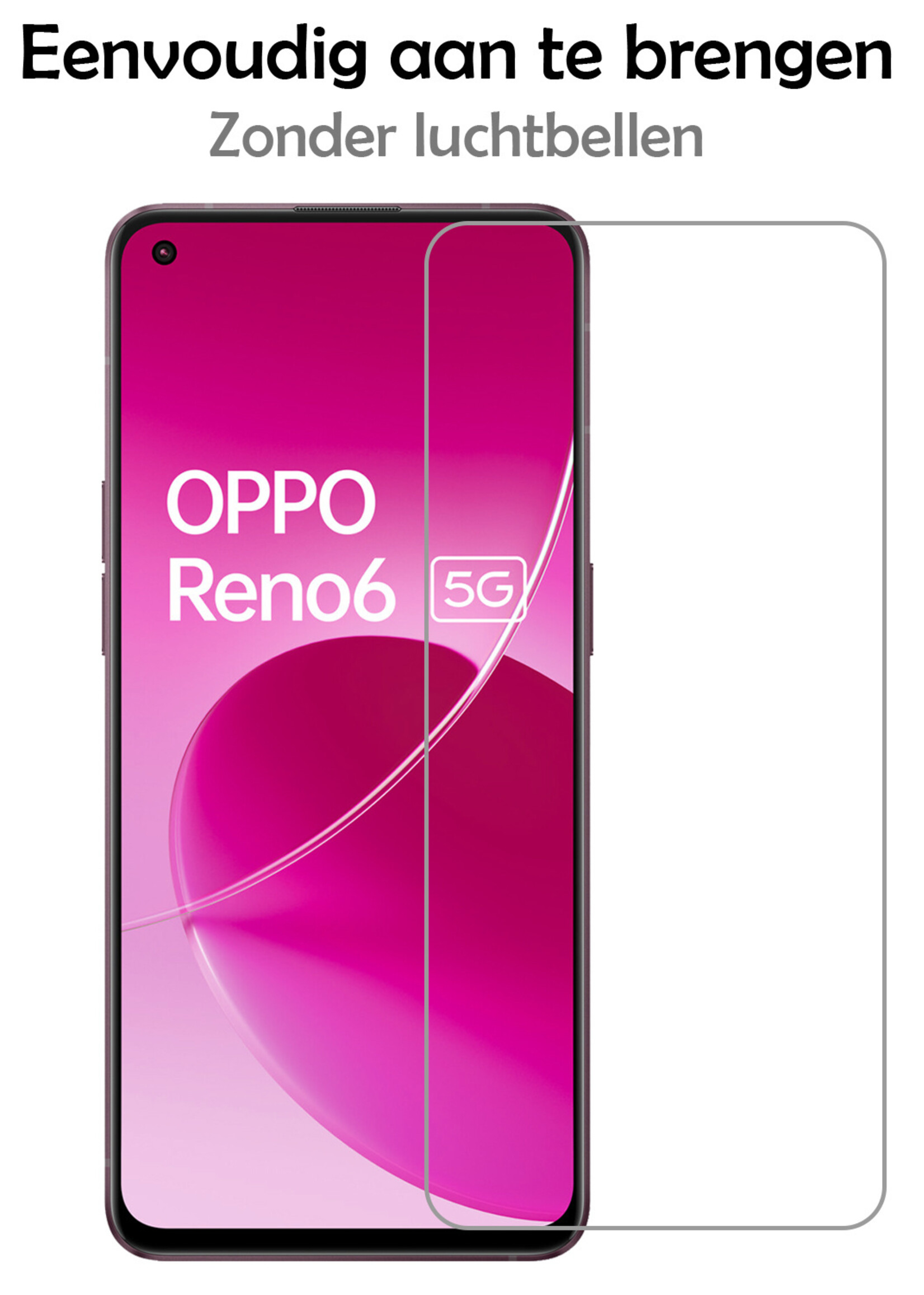 LUQ Hoesje Geschikt voor OPPO Reno 6 Hoesje Shockproof Case Siliconen Met 2x Screenprotector - Hoes Geschikt voor OPPO Reno 6 Hoes Cover Siliconen - Transparant