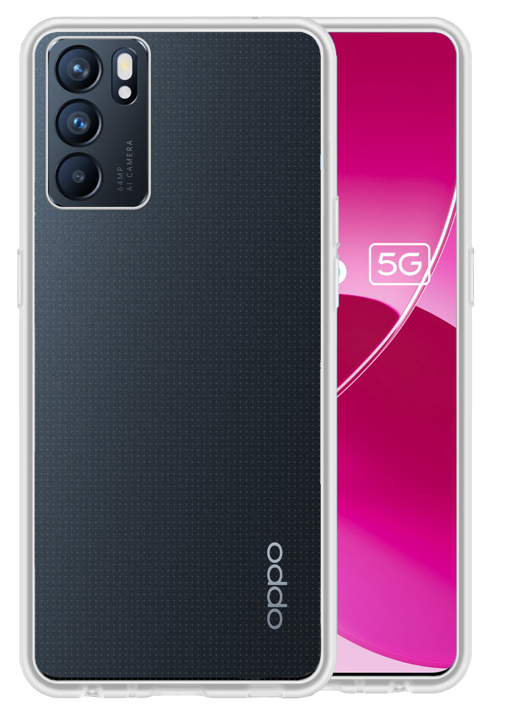LUQ Hoesje Geschikt voor OPPO Reno 6 Hoesje Siliconen Case - Hoes Geschikt voor OPPO Reno 6 Hoes Siliconen - Transparant