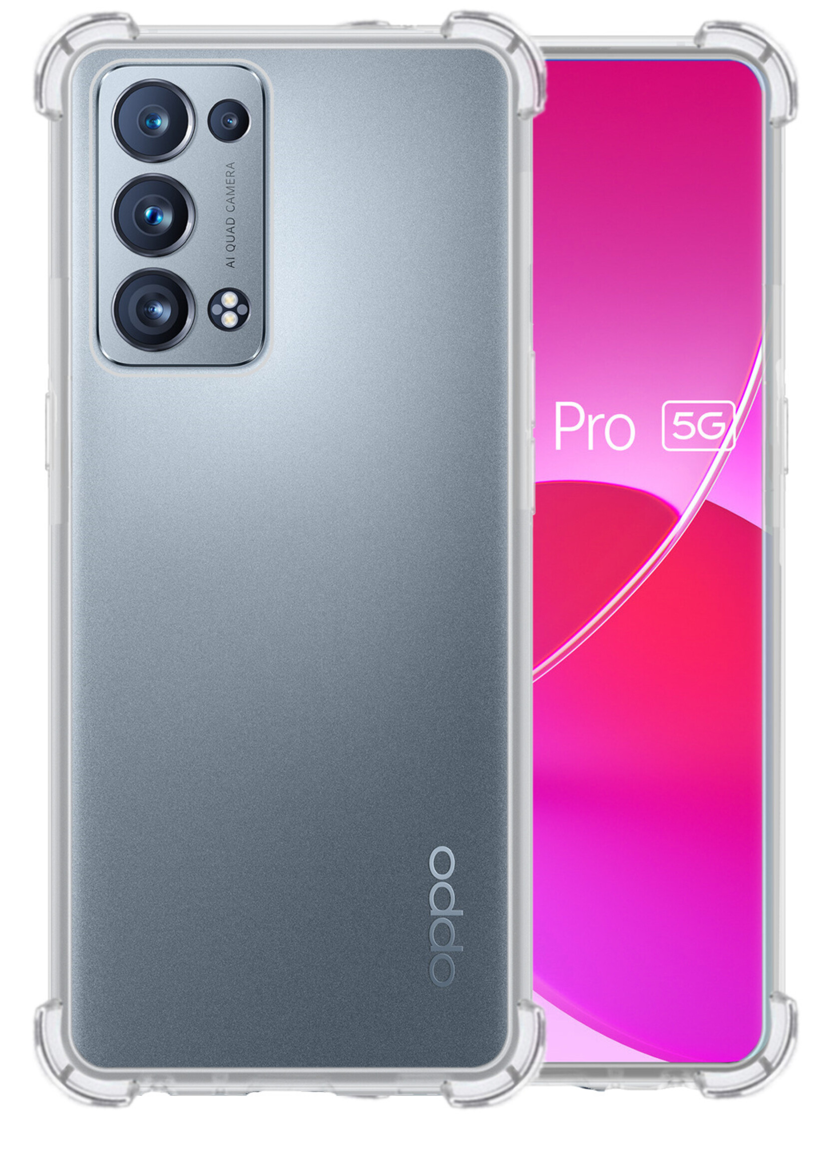 LUQ Hoesje Geschikt voor OPPO Reno 6 Pro Hoesje Shockproof Case Siliconen - Hoes Geschikt voor OPPO Reno 6 Pro Hoes Cover Siliconen - Transparant