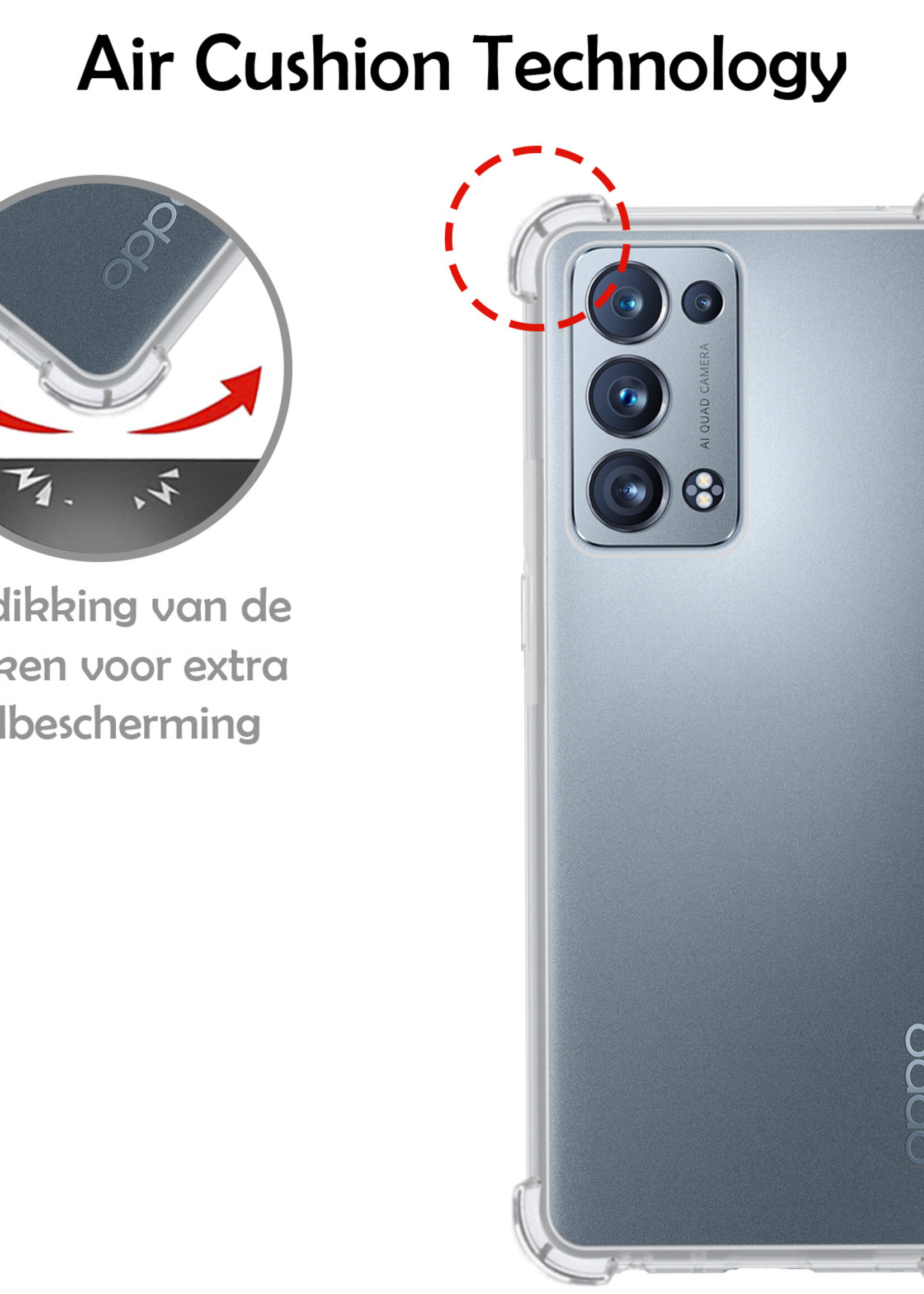 LUQ Hoesje Geschikt voor OPPO Reno 6 Pro Hoesje Shockproof Case Siliconen - Hoes Geschikt voor OPPO Reno 6 Pro Hoes Cover Siliconen - Transparant - 2 Stuks