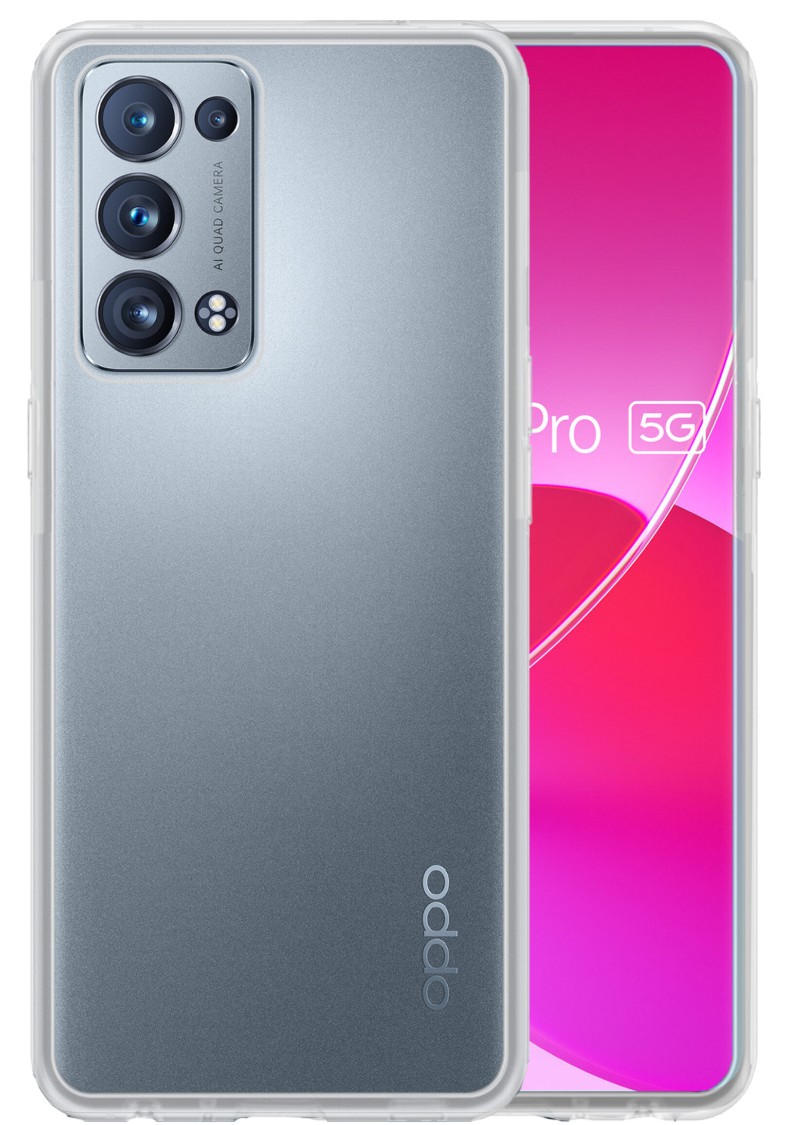 LUQ Hoesje Geschikt voor OPPO Reno 6 Pro Hoesje Siliconen Case - Hoes Geschikt voor OPPO Reno 6 Pro Hoes Siliconen - Transparant
