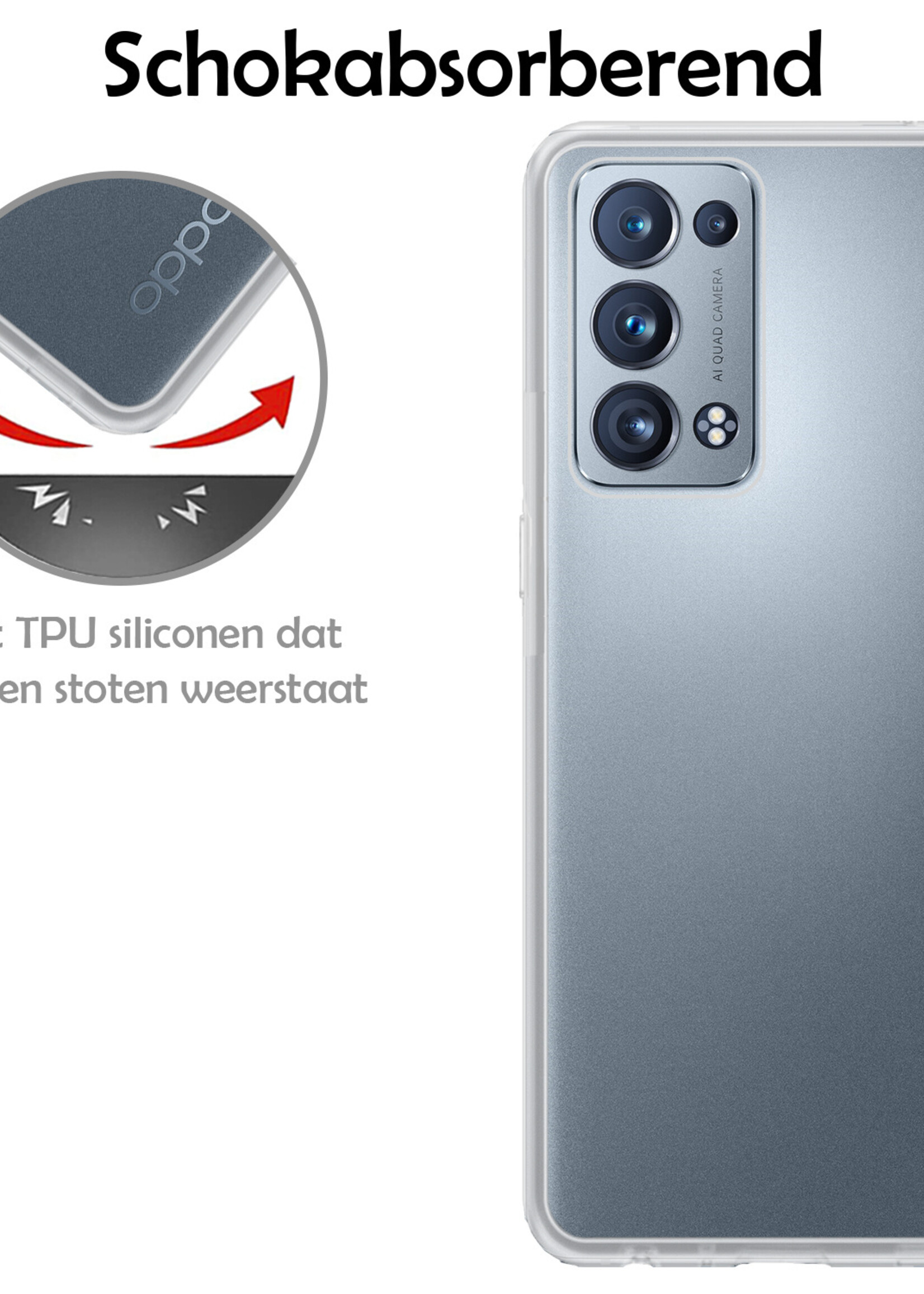 LUQ Hoesje Geschikt voor OPPO Reno 6 Pro Hoesje Siliconen Case - Hoes Geschikt voor OPPO Reno 6 Pro Hoes Siliconen - Transparant