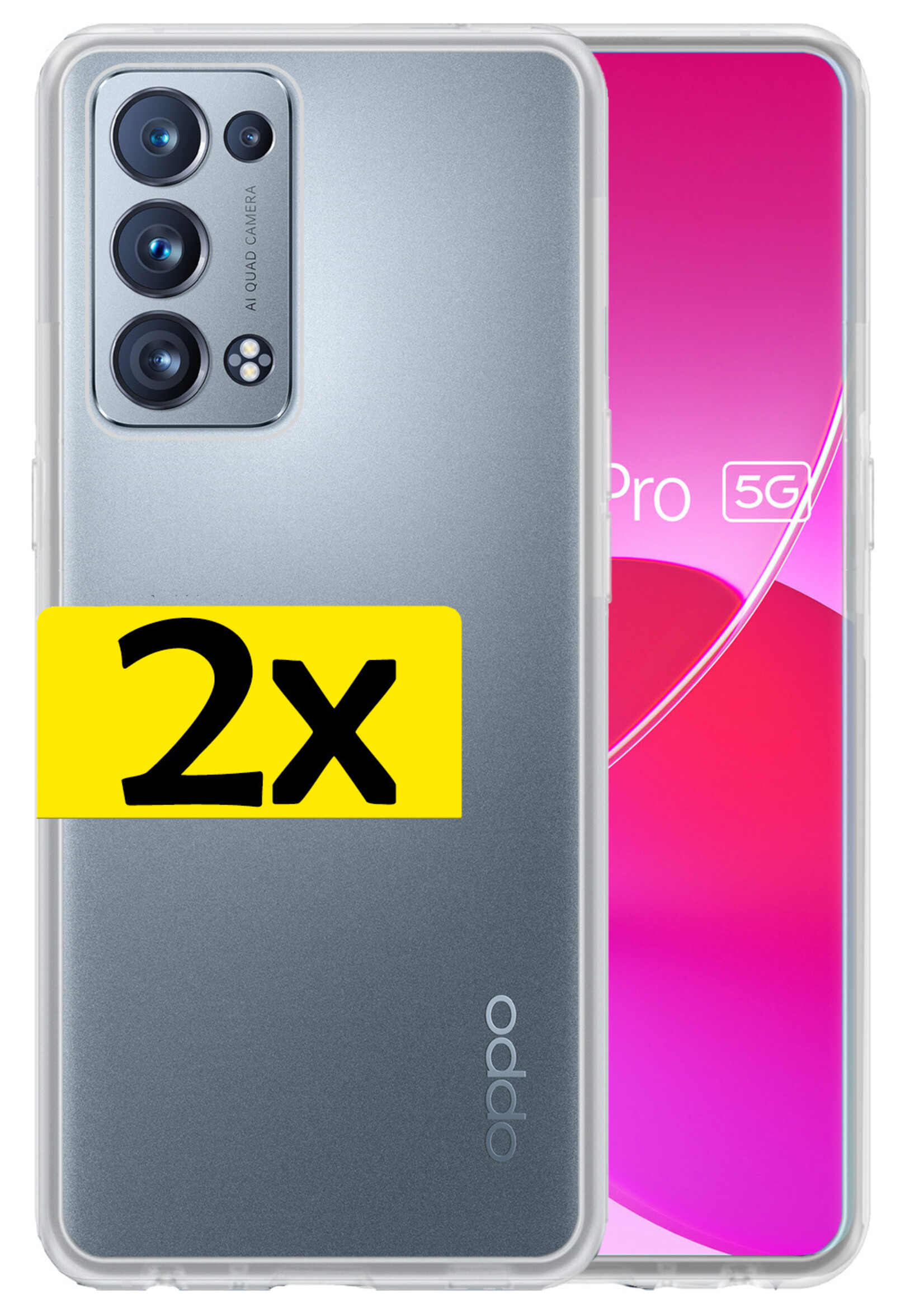 LUQ Hoesje Geschikt voor OPPO Reno 6 Pro Hoesje Siliconen Case - Hoes Geschikt voor OPPO Reno 6 Pro Hoes Siliconen - Transparant - 2 Stuks