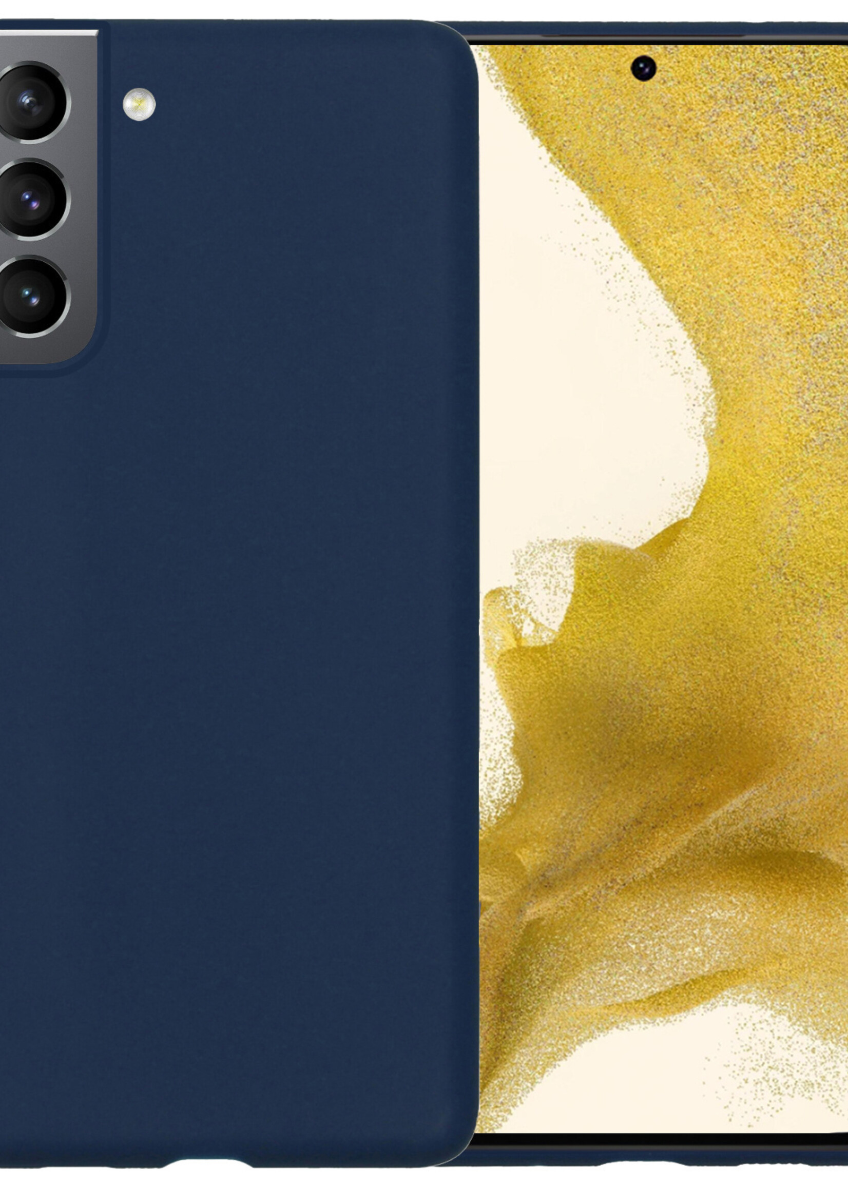 LUQ Hoesje Geschikt voor Samsung S22 Hoesje Siliconen Case - Hoes Geschikt voor Samsung Galaxy S22 Hoes Siliconen - Donkerblauw