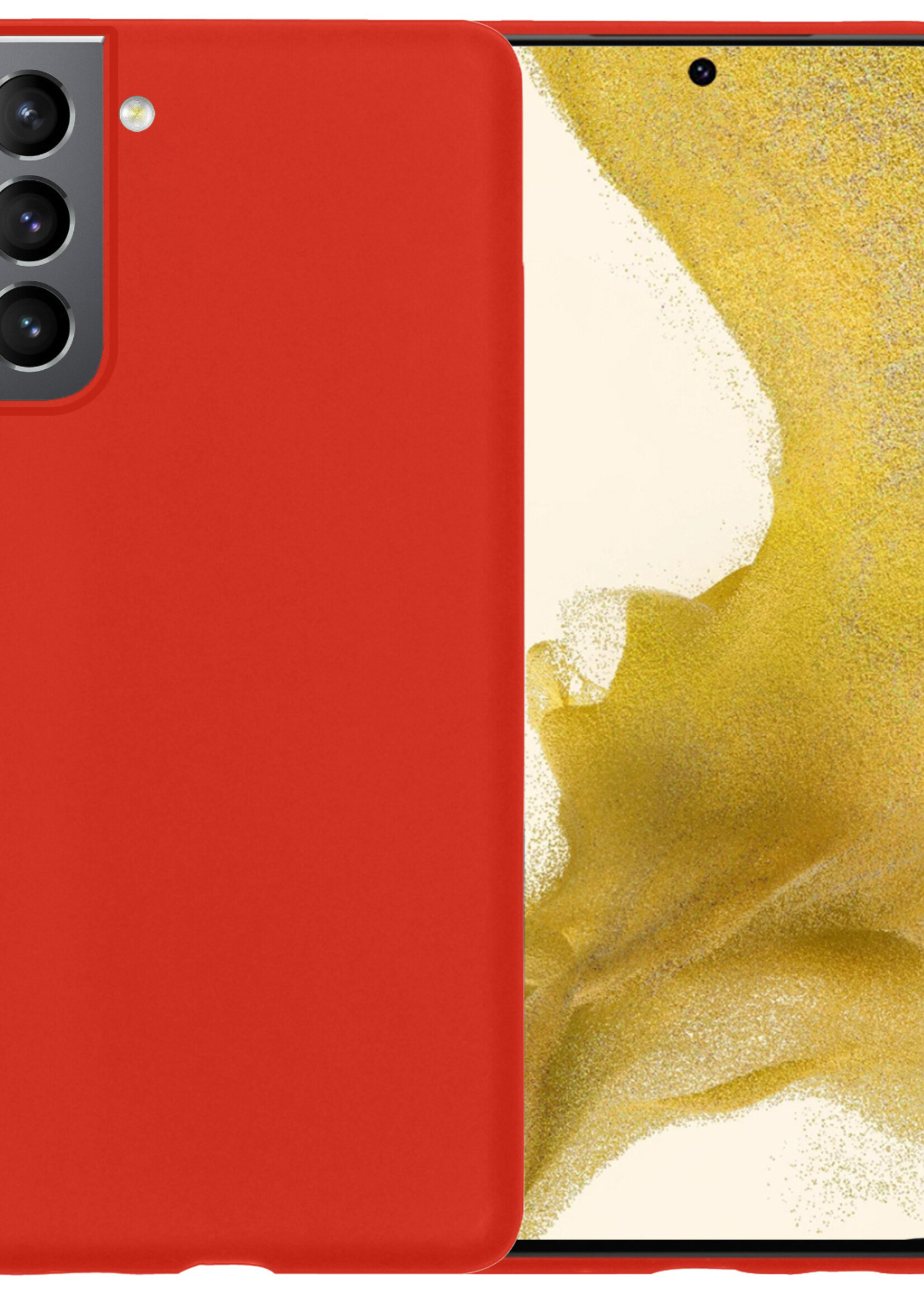 LUQ Hoesje Geschikt voor Samsung S22 Hoesje Siliconen Case - Hoes Geschikt voor Samsung Galaxy S22 Hoes Siliconen - Rood