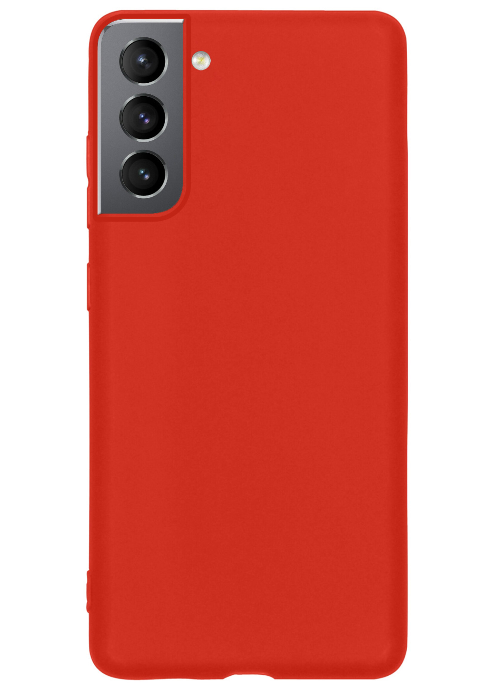 LUQ Hoesje Geschikt voor Samsung S22 Hoesje Siliconen Case - Hoes Geschikt voor Samsung Galaxy S22 Hoes Siliconen - Rood