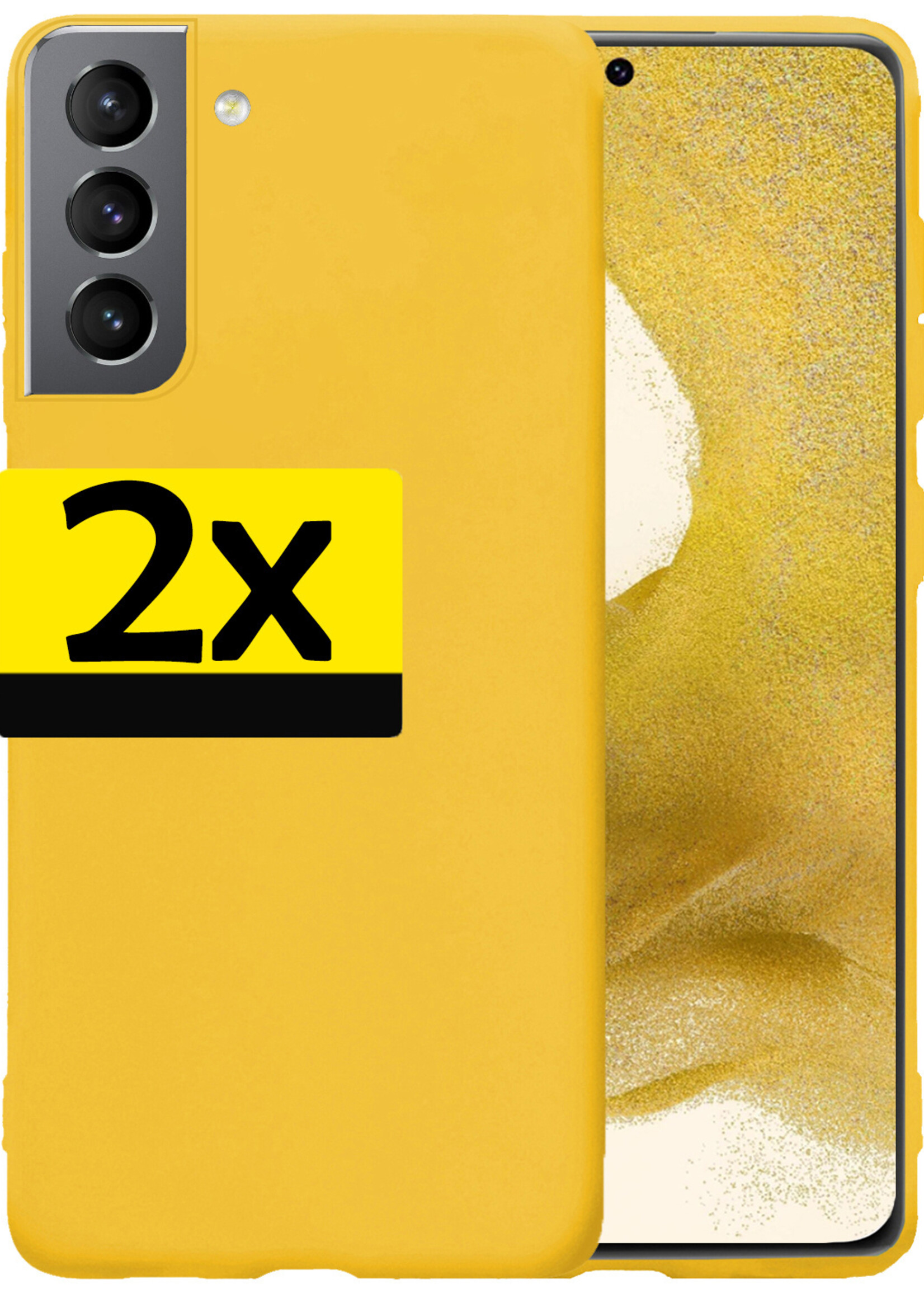 LUQ Hoesje Geschikt voor Samsung S22 Hoesje Siliconen Case - Hoes Geschikt voor Samsung Galaxy S22 Hoes Siliconen - Geel - 2 Stuks