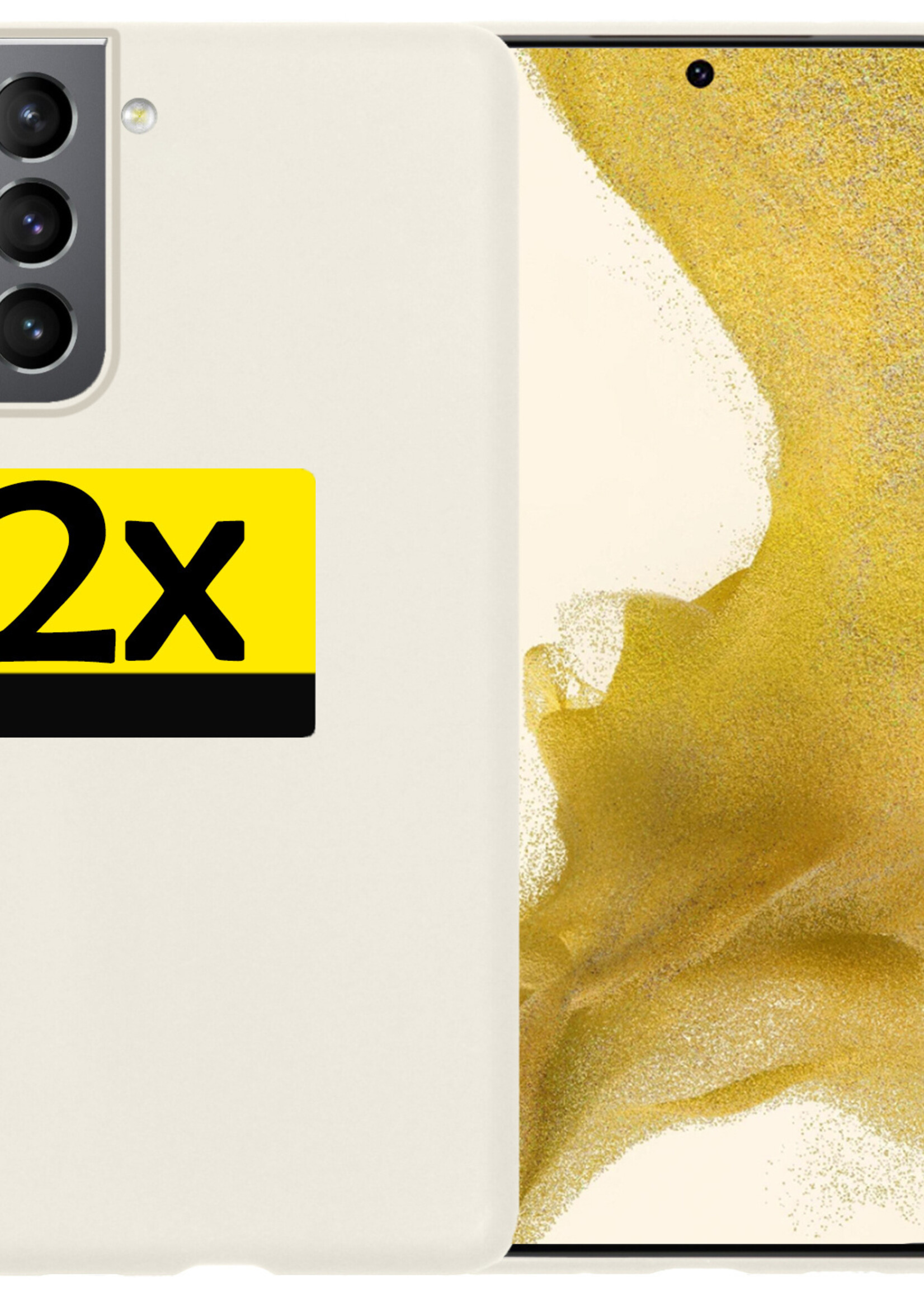 LUQ Hoesje Geschikt voor Samsung S22 Hoesje Siliconen Case - Hoes Geschikt voor Samsung Galaxy S22 Hoes Siliconen - Wit - 2 Stuks