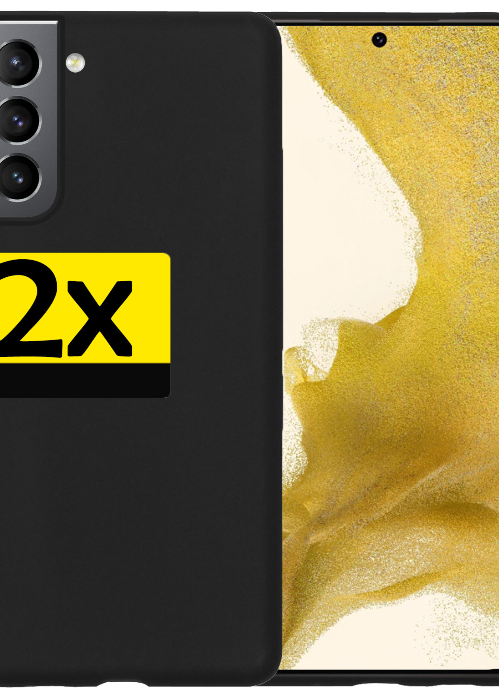 LUQ Hoesje Geschikt voor Samsung S22 Hoesje Siliconen Case - Hoes Geschikt voor Samsung Galaxy S22 Hoes Siliconen - Zwart - 2 Stuks